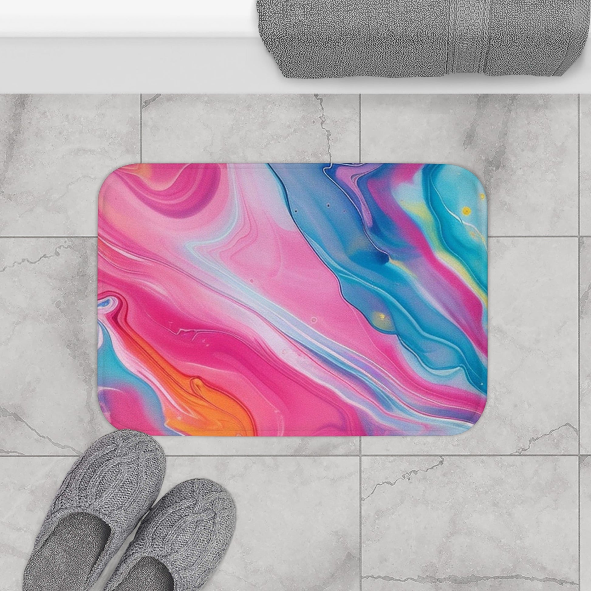 Printify Vibrant Abstract Swirl Bath Mat 2025