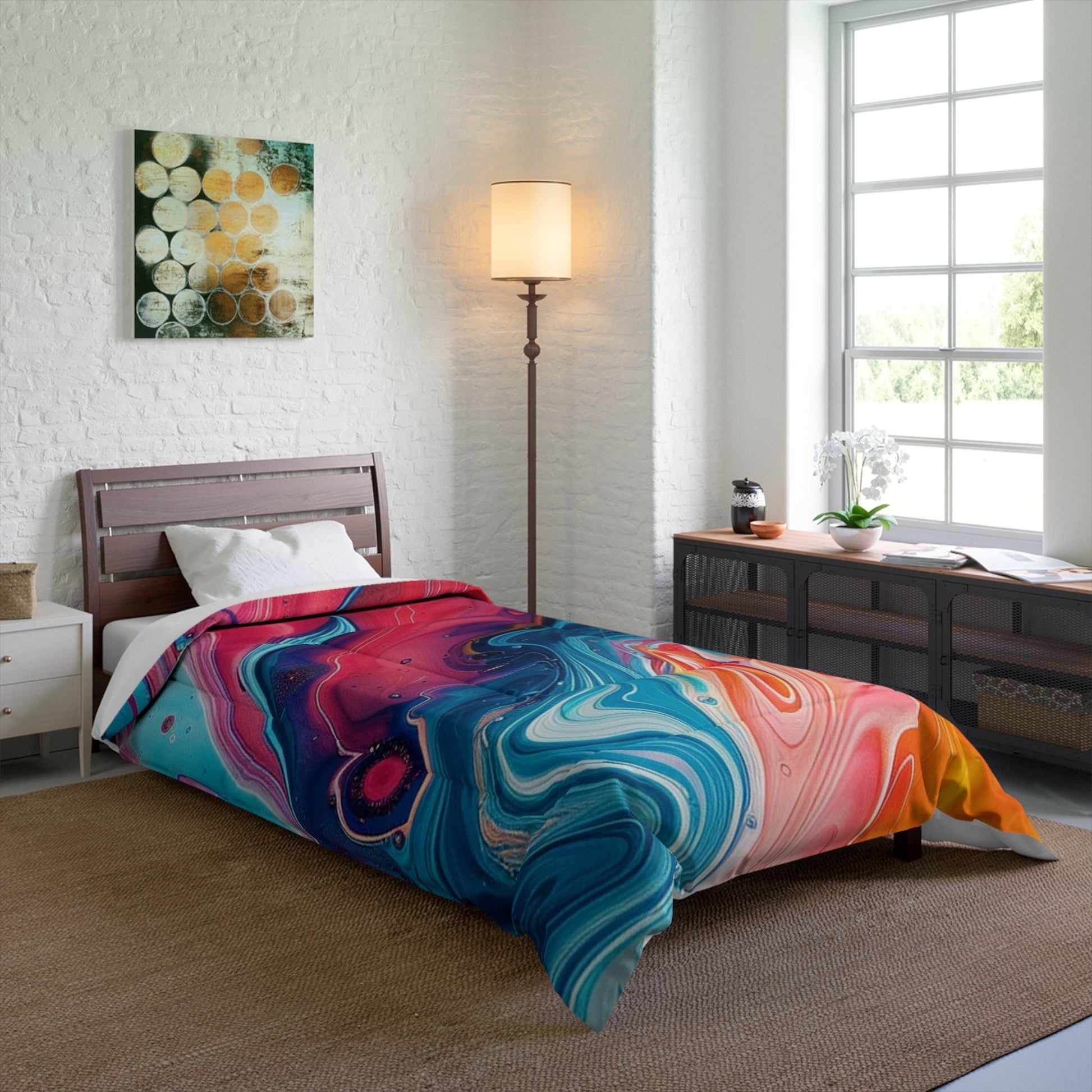 Printify Vibrant Abstract Swirl Comforter 2025
