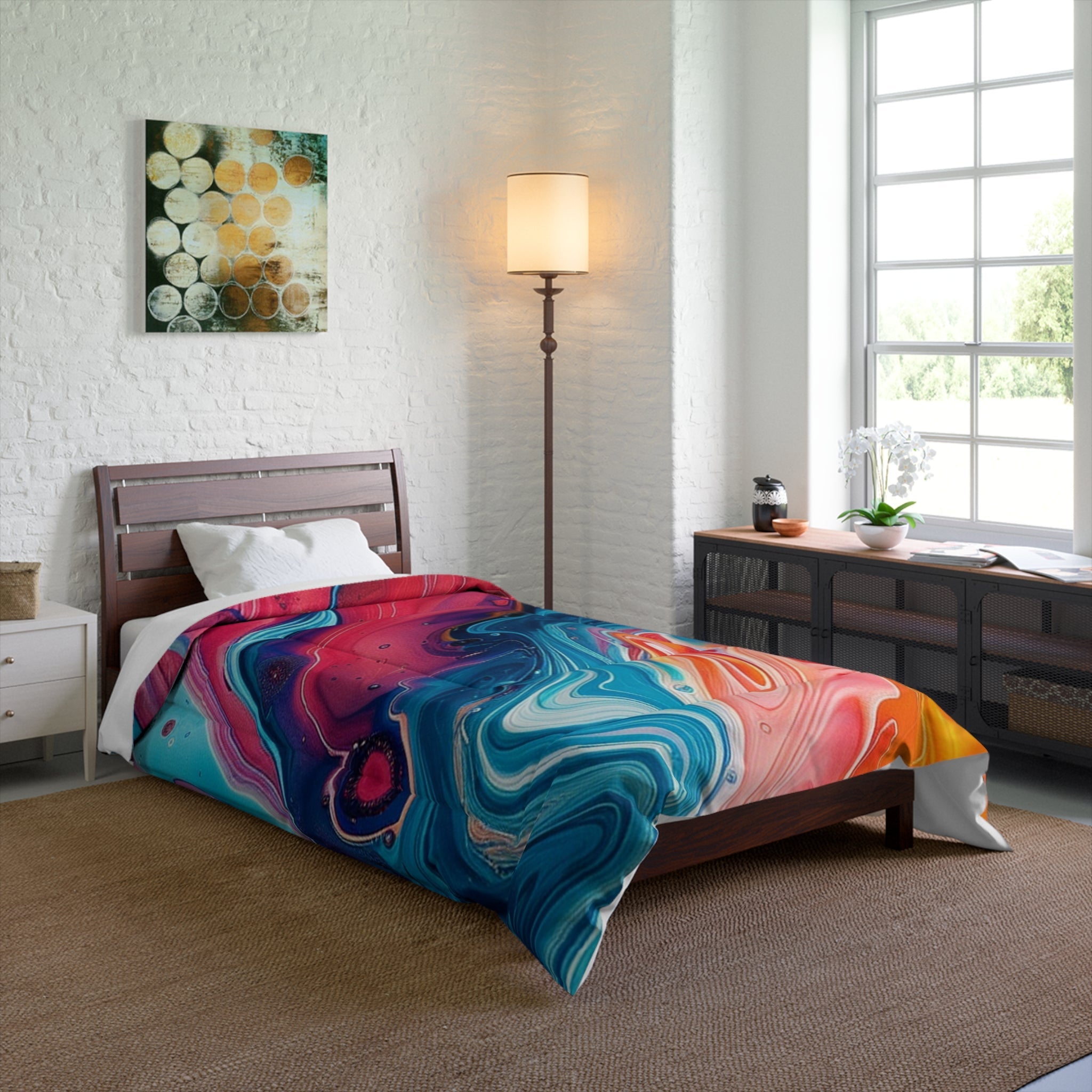Printify Vibrant Abstract Swirl Comforter 2025