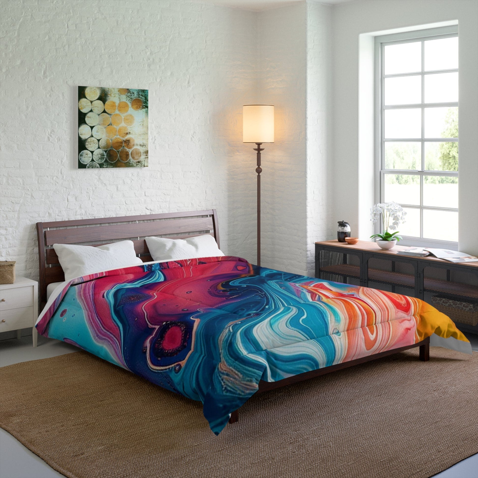 Printify Vibrant Abstract Swirl Comforter 2025