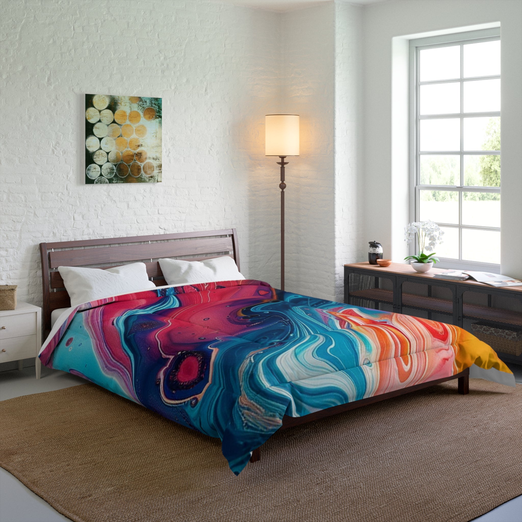 Printify Vibrant Abstract Swirl Comforter 2025