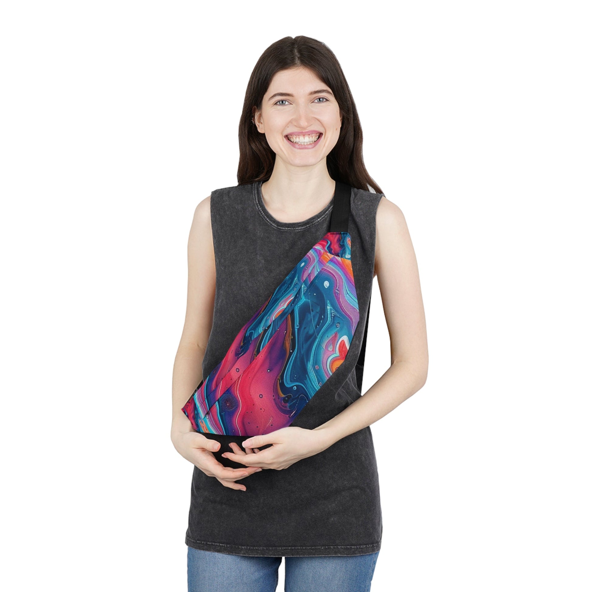 Vibrant Abstract Swirl Fanny Pack, Artsulli - Art is Long, Life is Short, Bags, , , , , , , 
