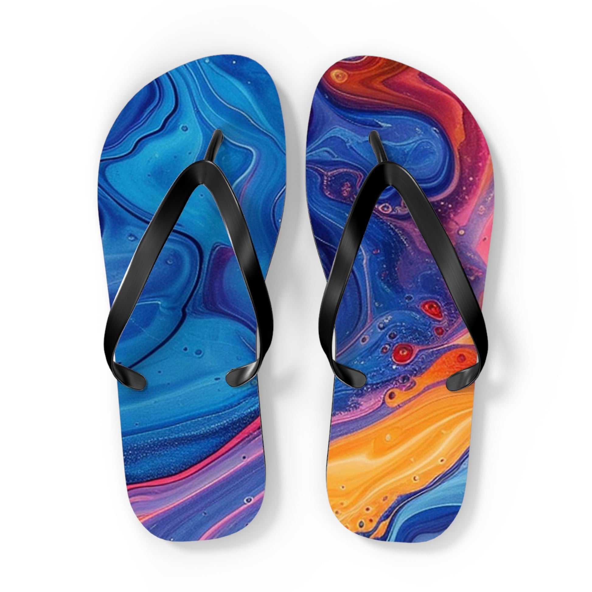 Vibrant Abstract Swirl Flip Flops, Artsulli - Art is Long, Life is Short, Shoes, Size, XL, Color, Black sole, , , 30545437109793446441