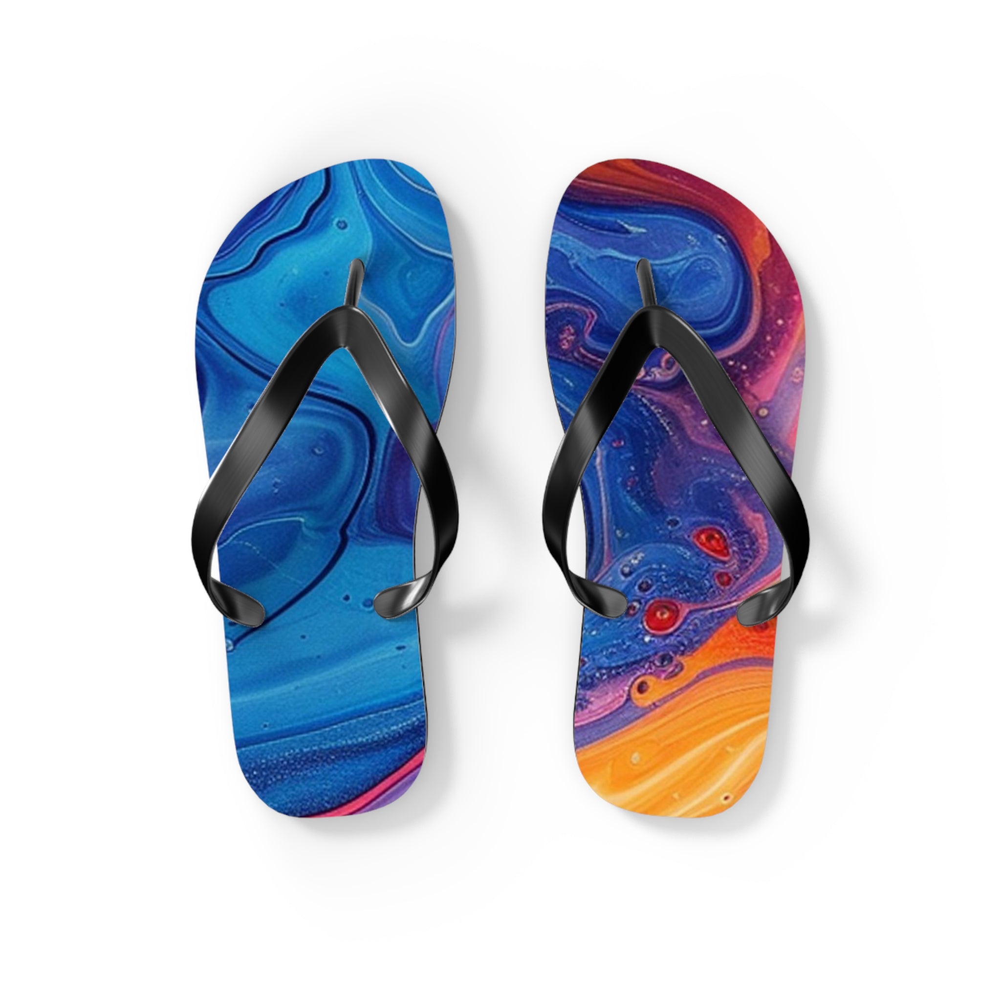 Vibrant Abstract Swirl Flip Flops, Artsulli - Art is Long, Life is Short, Shoes, Size, S, Color, Black sole, , , 19125276802214412992