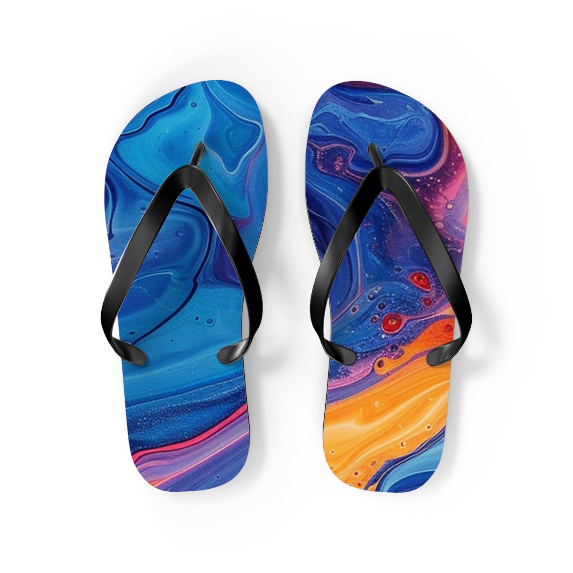Vibrant Abstract Swirl Flip Flops, Artsulli - Art is Long, Life is Short, Shoes, Size, M, Color, Black sole, , , 26720666894095870367