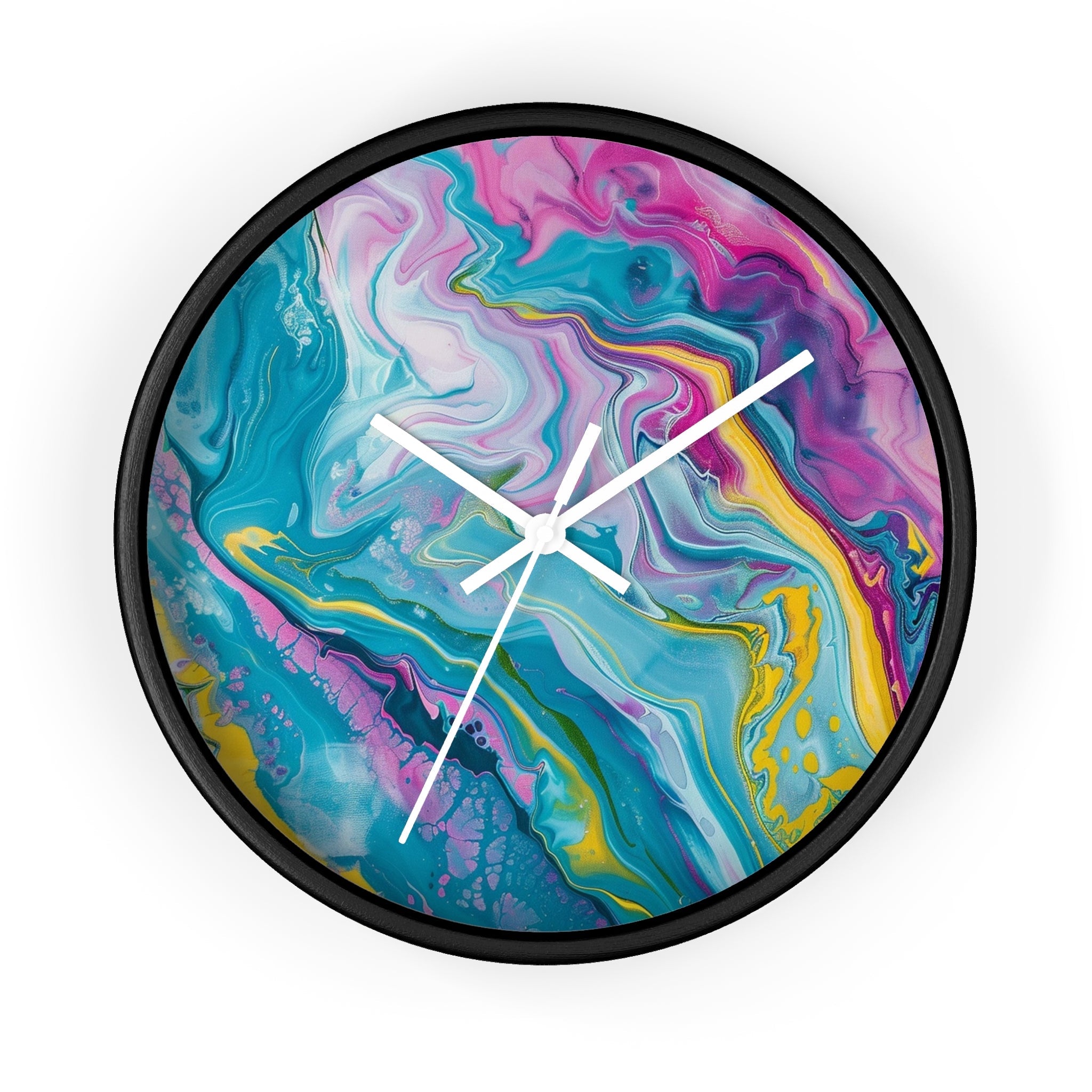 Vibrant Abstract Swirl Wall Clock, Artsulli - Art is Long, Life is Short, Home Decor, Color, Black Base, Hands, White, Size, 10", 18737324733969427275