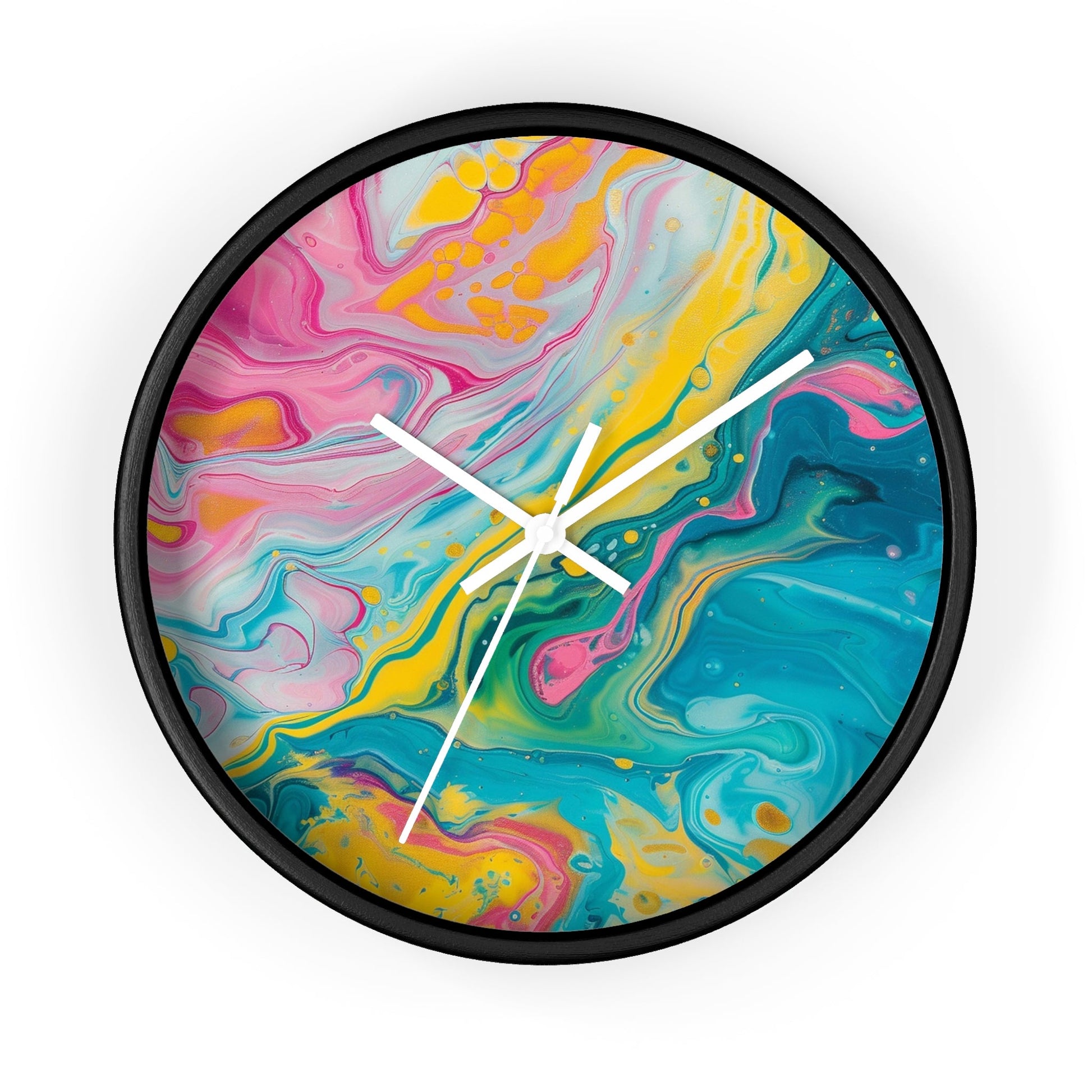 Vibrant Abstract Swirl Wall Clock, Artsulli - Art is Long, Life is Short, Home Decor, Color, Black Base, Hands, White, Size, 10", 11726974473597292126