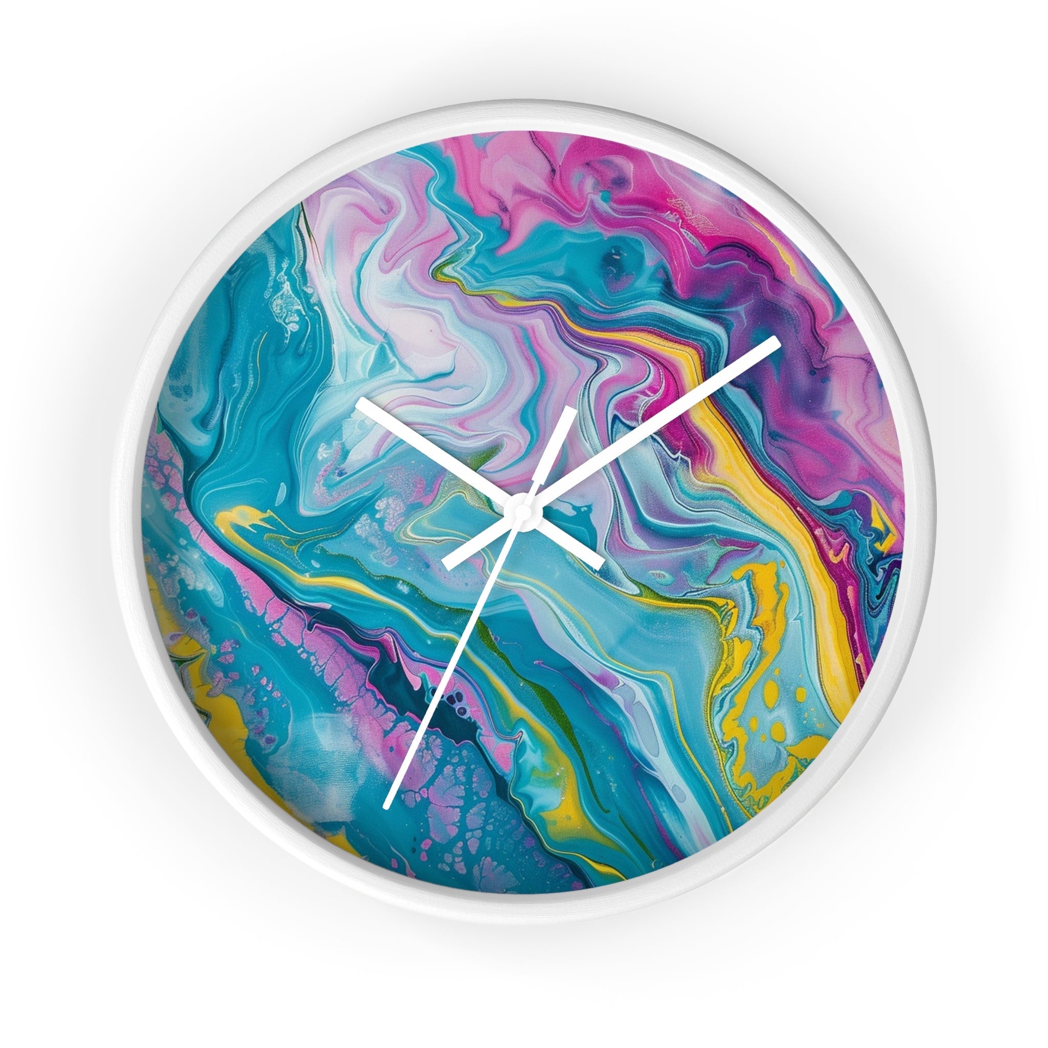 Vibrant Abstract Swirl Wall Clock, Artsulli - Art is Long, Life is Short, Home Decor, Color, White Base, Hands, White, Size, 10", 74308940580126145896
