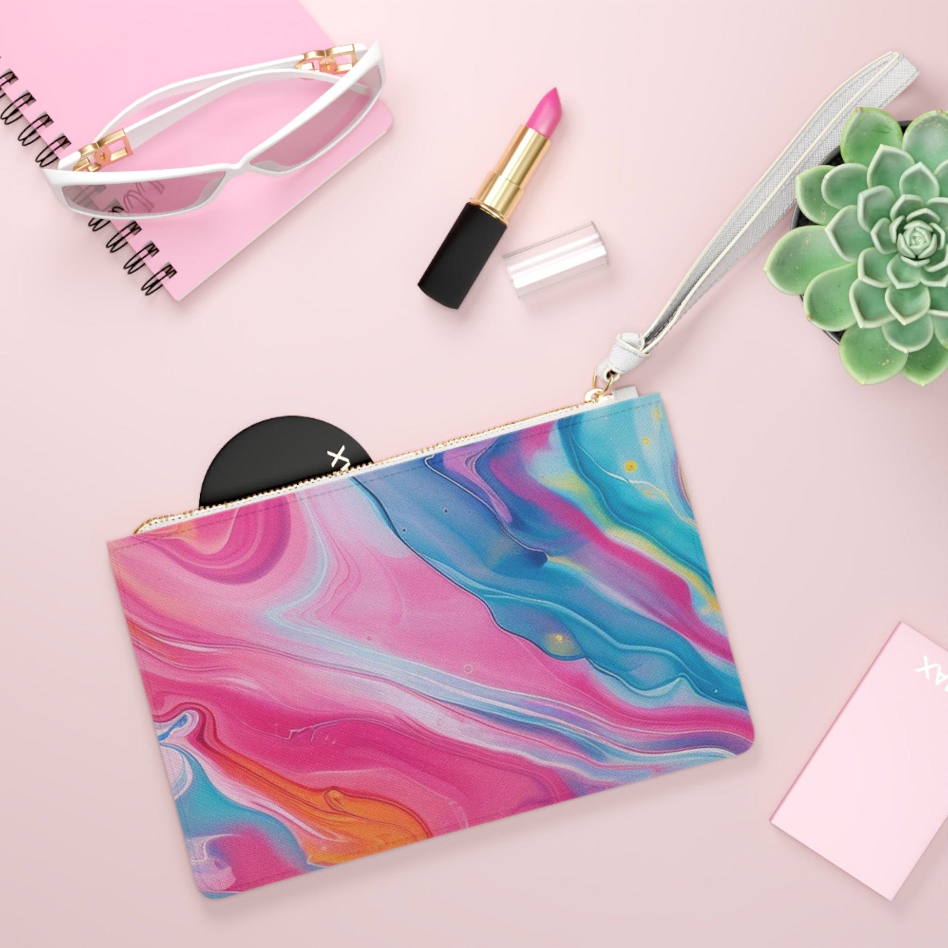 Printify Vibrant Abstract Wristlet Clutch Bag 2025