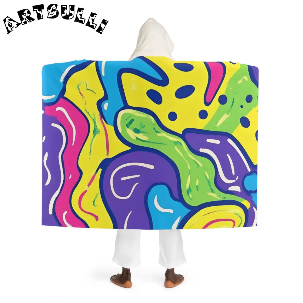 Vibrant All Over Print Hooded Fleece Blanket, Artsulli - Art is Long, Life is Short, All Over Prints, , , , , , , 