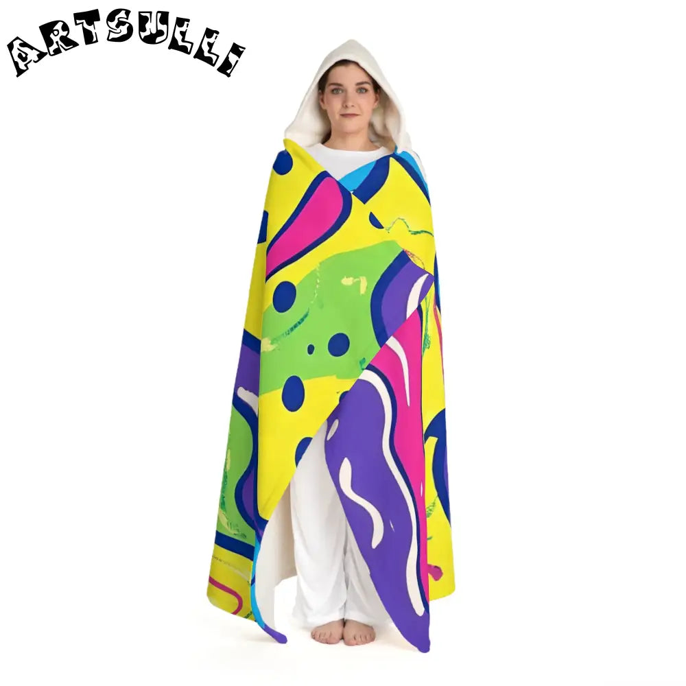 Vibrant All Over Print Hooded Fleece Blanket, Artsulli - Art is Long, Life is Short, All Over Prints, , , , , , , 