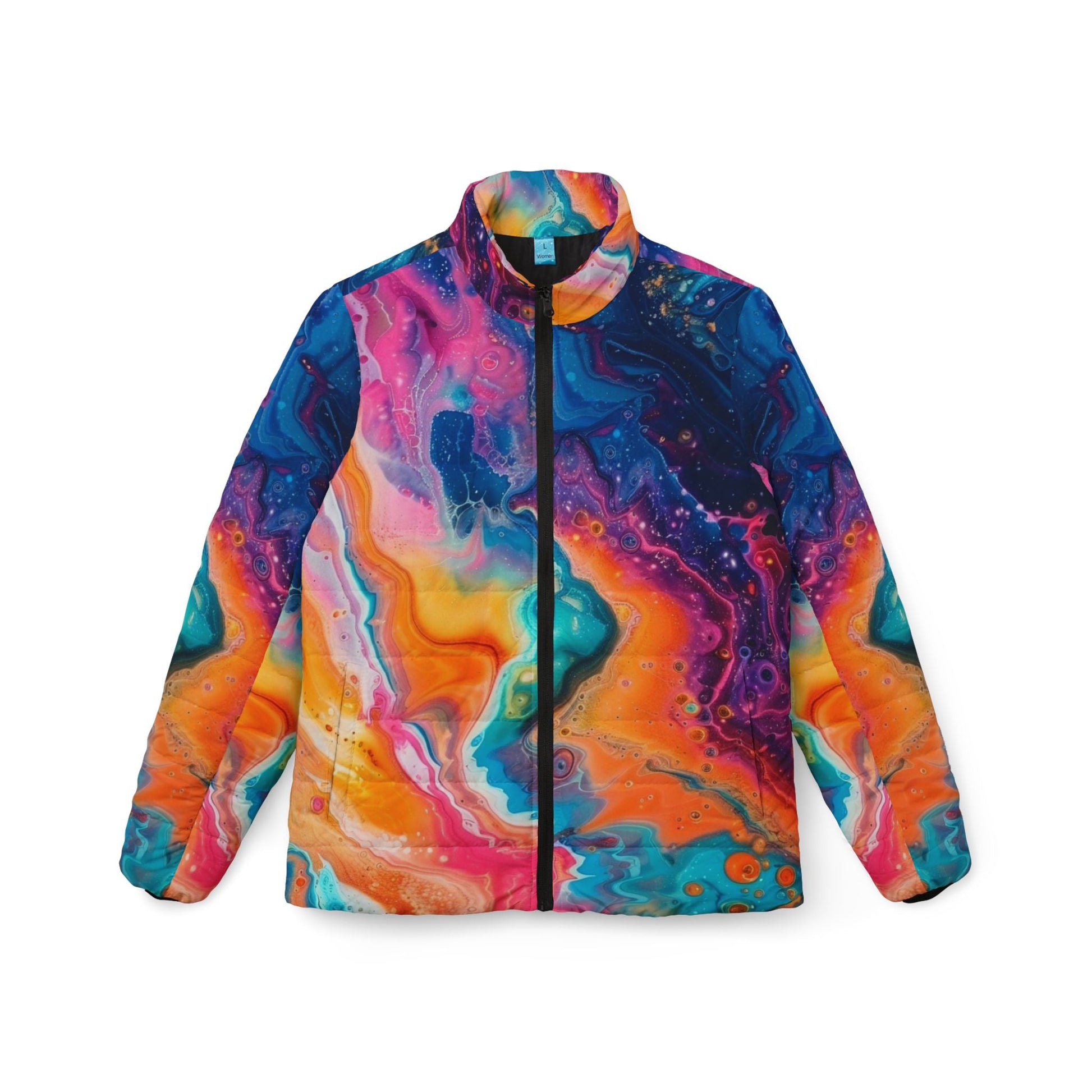 Vibrant All Over Print Puffer Jacket, Artsulli - Art is Long, Life is Short, All Over Prints, Size, XS, , , , , 52565028702007780928