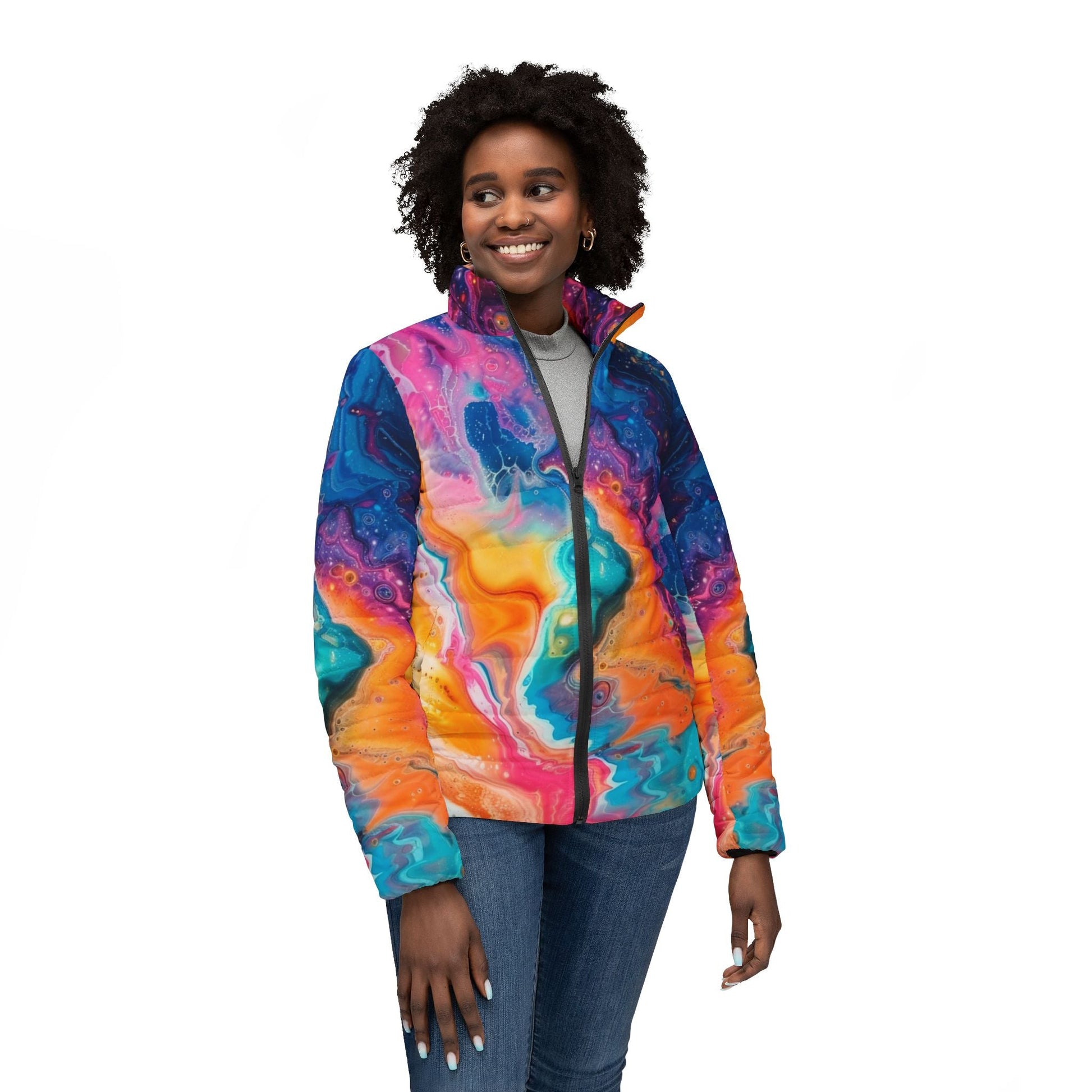 Vibrant All Over Print Puffer Jacket, Artsulli - Art is Long, Life is Short, All Over Prints, , , , , , , 