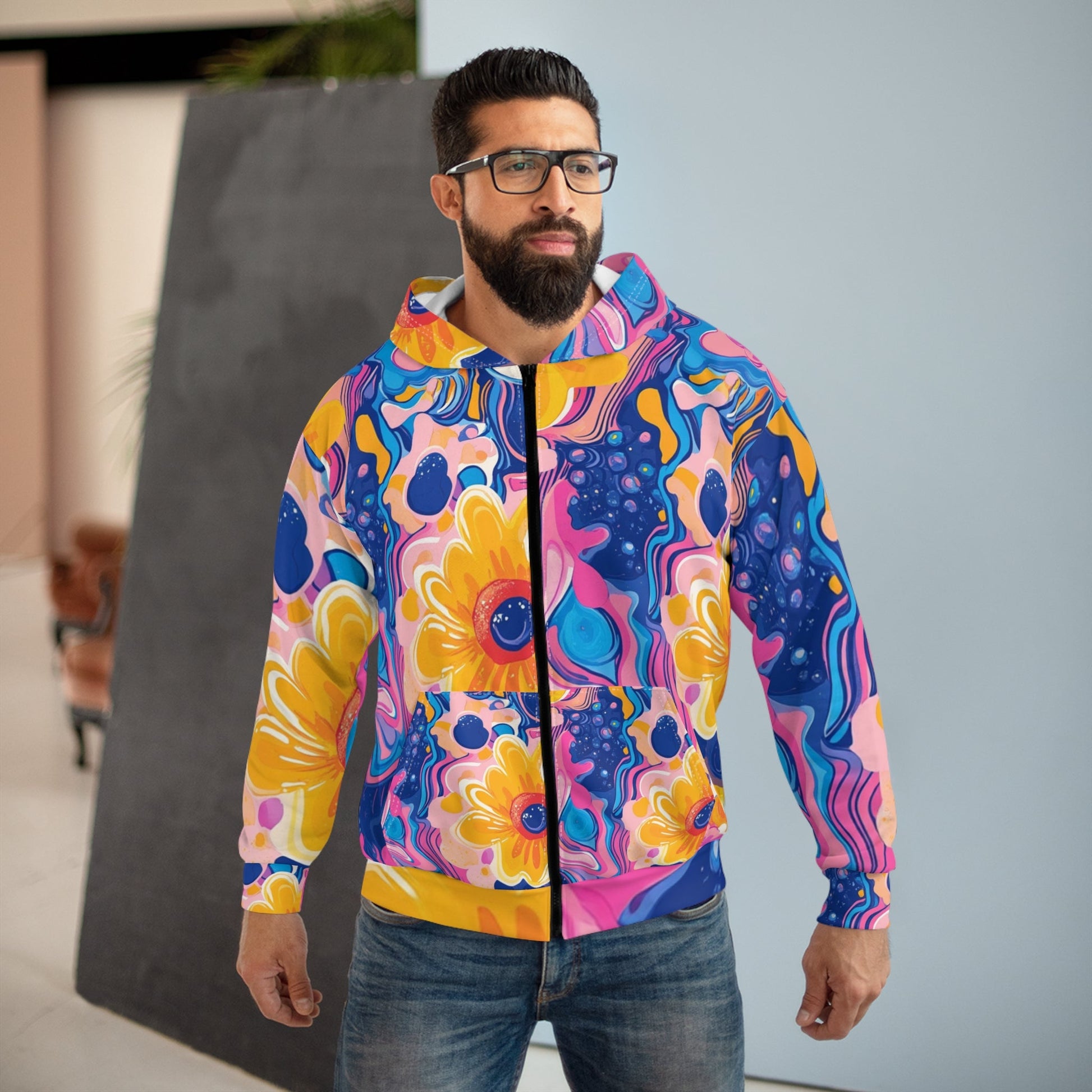 Vibrant All Over Print Zip Hoodie, Artsulli - Art is Long, Life is Short, All Over Prints, , , , , , , 