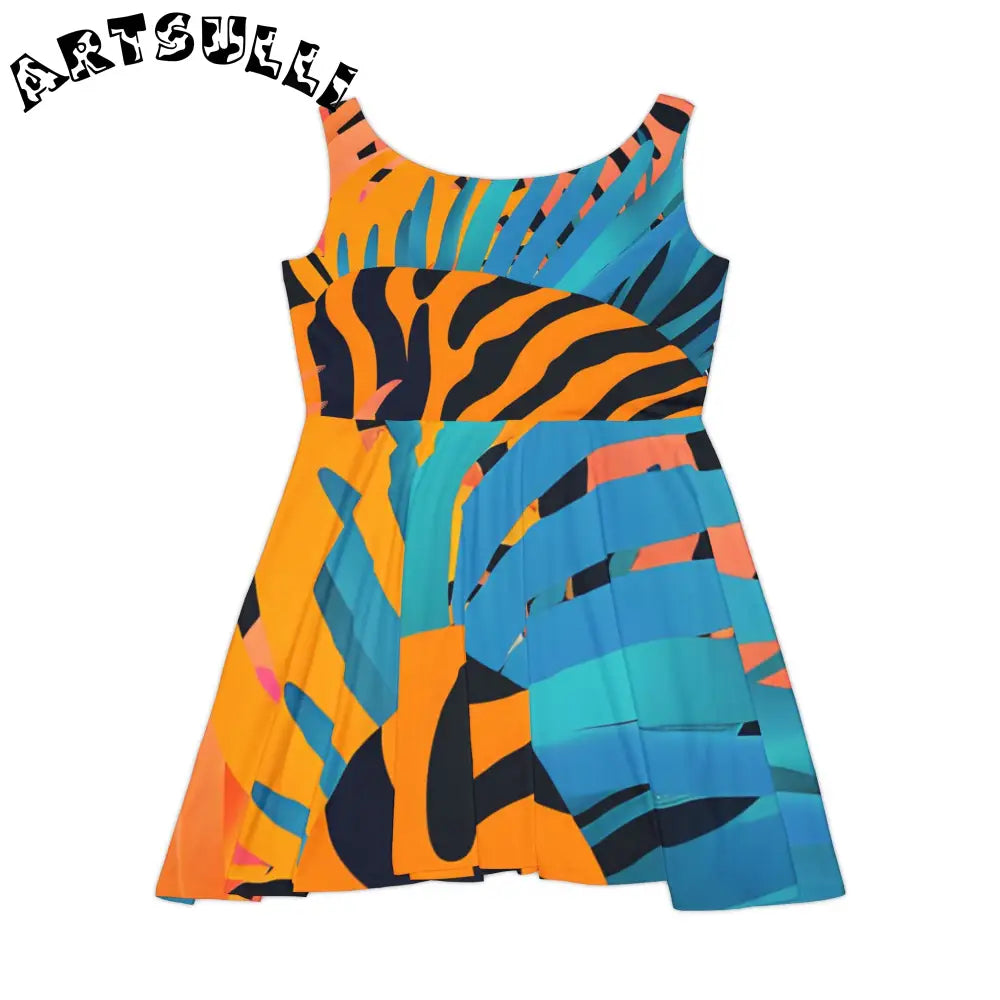 Vibrant Animal Print Custom Skater Dress, Artsulli - Art is Long, Life is Short, All Over Prints, , , , , , , 