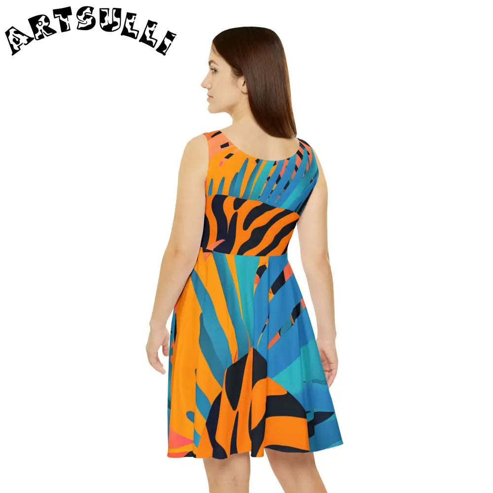 Vibrant Animal Print Custom Skater Dress, Artsulli - Art is Long, Life is Short, All Over Prints, , , , , , , 