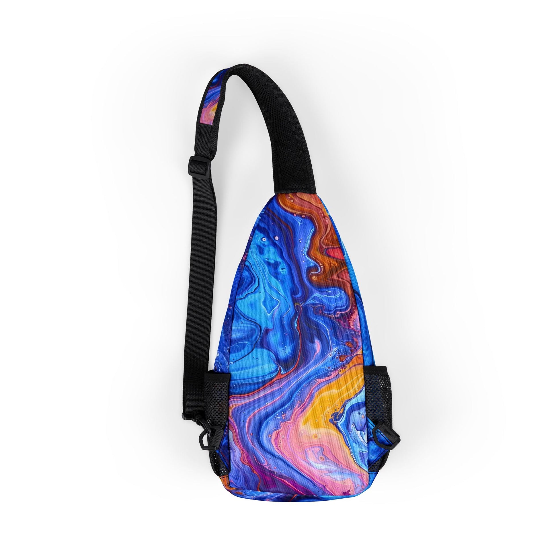 Vibrant Blue and Orange Abstract Chest Bag, Artsulli - Art is Long, Life is Short, Bags, , , , , , , 