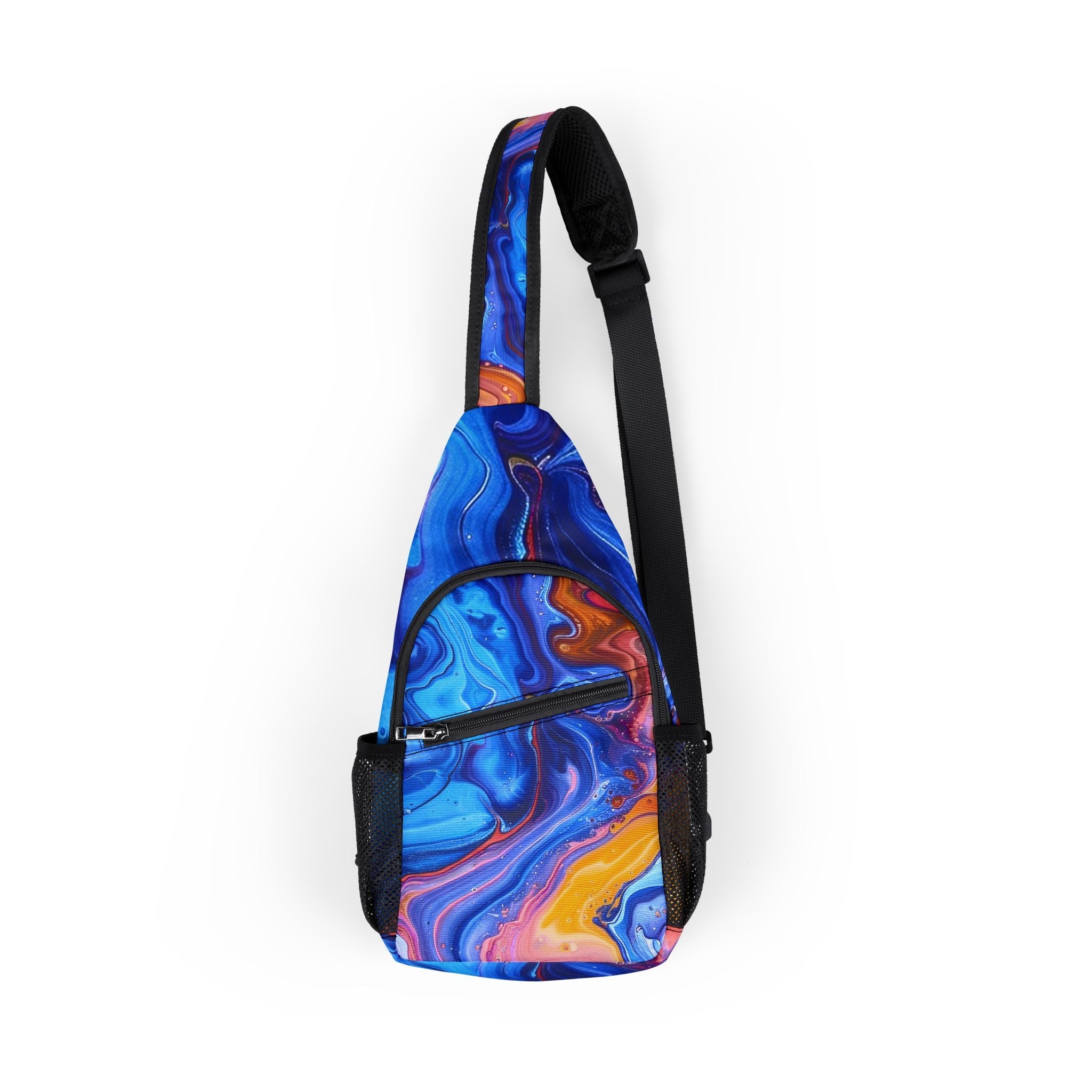 Printify Vibrant Blue and Orange Abstract Chest Bag 2025