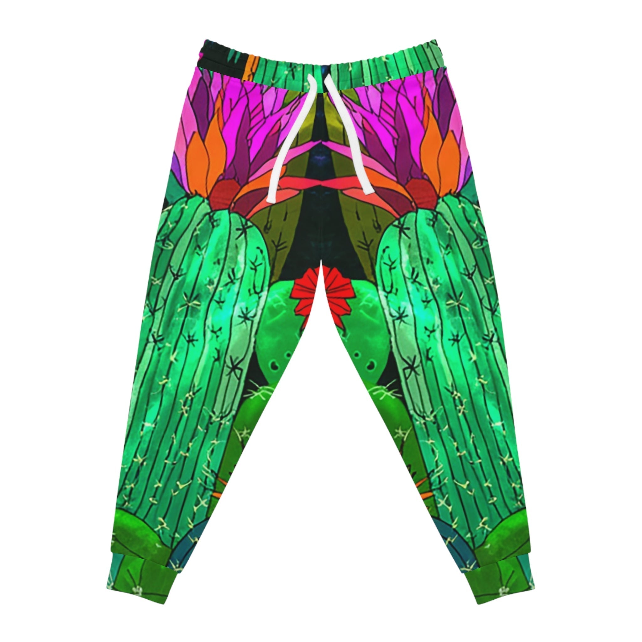 Vibrant Cactus Floral Joggers, Artsulli - Art is Long, Life is Short, All Over Prints, Size, S, Color, Seam thread color automatically matched to design, , , 33238184323132313446