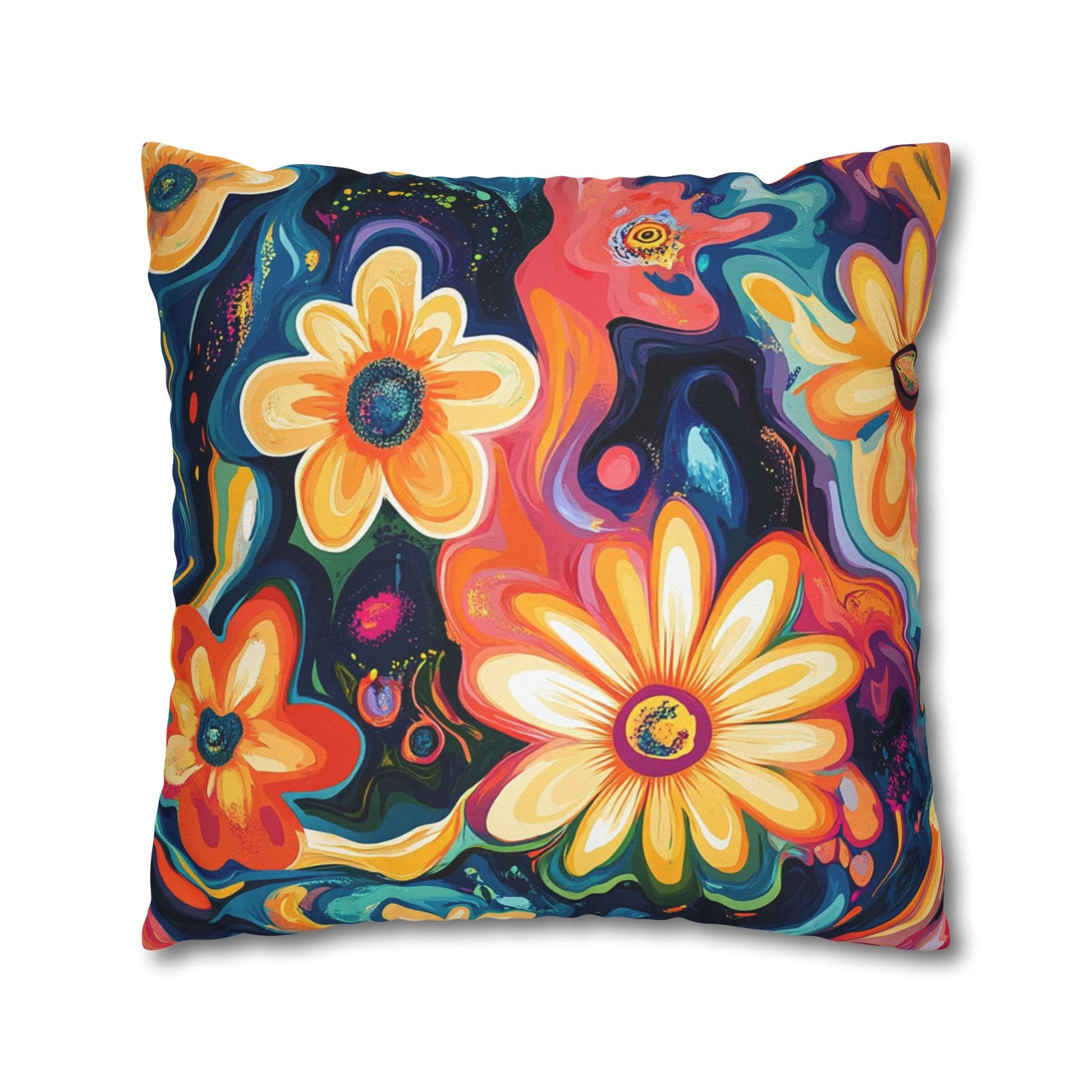 Vibrant Dark Floral Throw Pillow, Artsulli - Art is Long, Life is Short, Home Decor, , , , , , , 