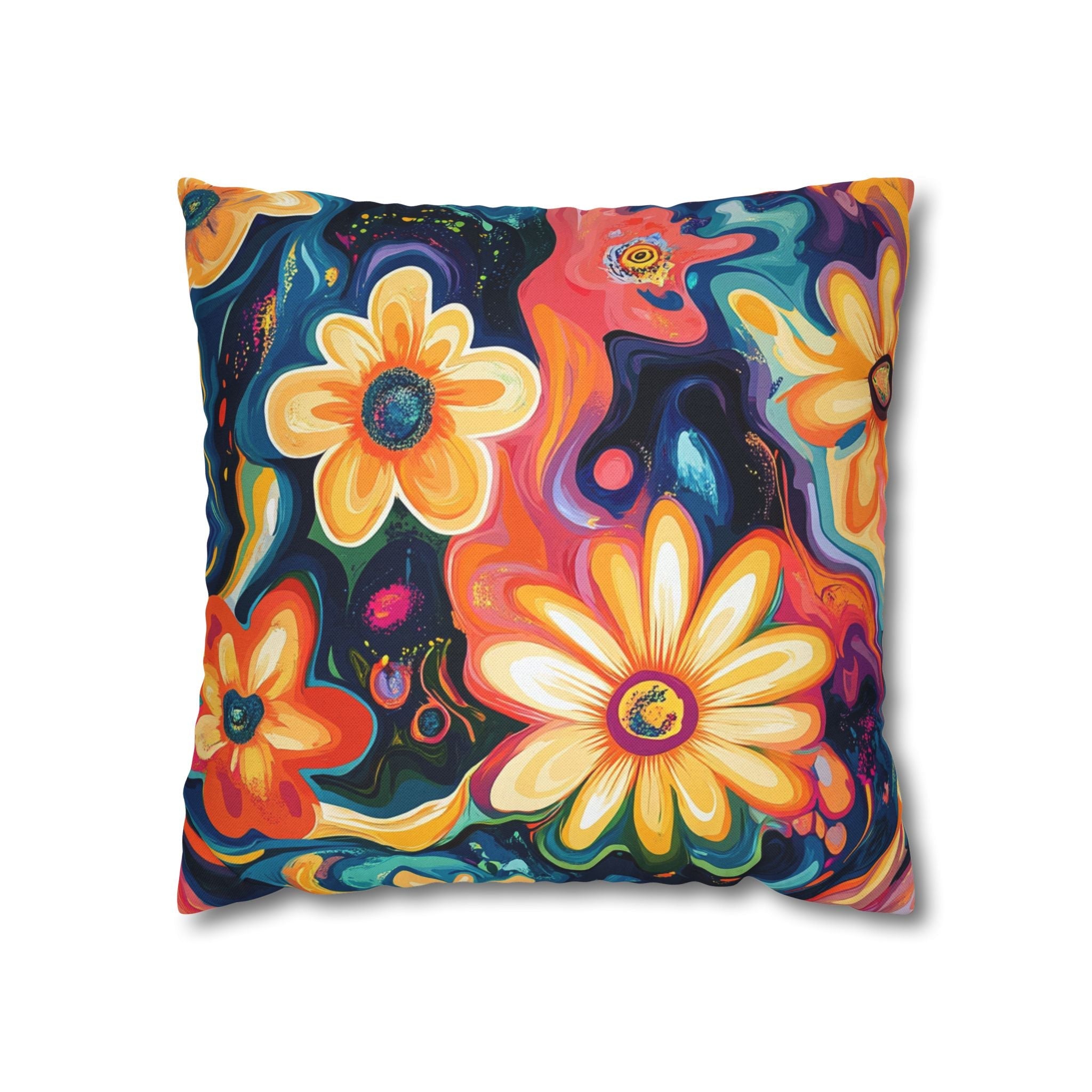 Vibrant Dark Floral Throw Pillow, Artsulli - Art is Long, Life is Short, Home Decor, Size, 16" × 16", , , , , 33489447937126380987