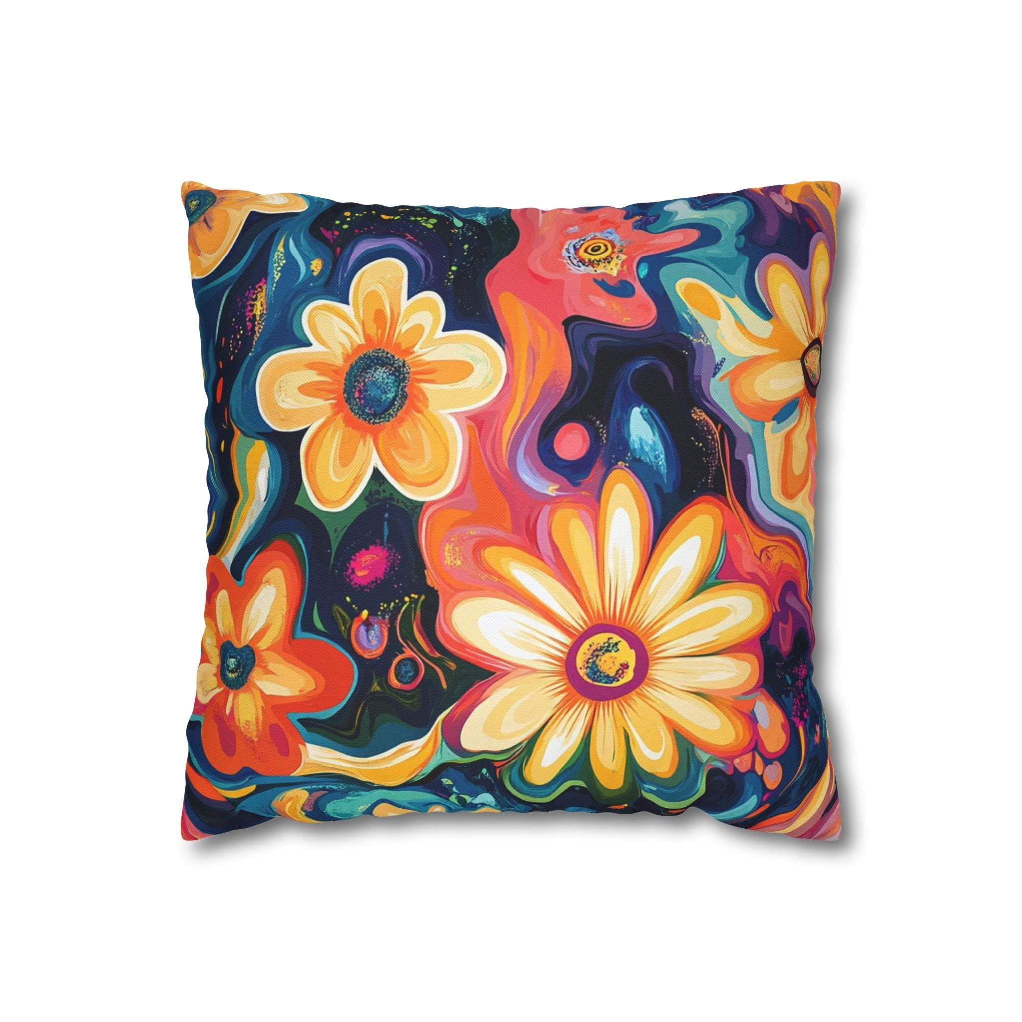 Vibrant Dark Floral Throw Pillow, Artsulli - Art is Long, Life is Short, Home Decor, Size, 14" × 14", , , , , 32346034651839102922