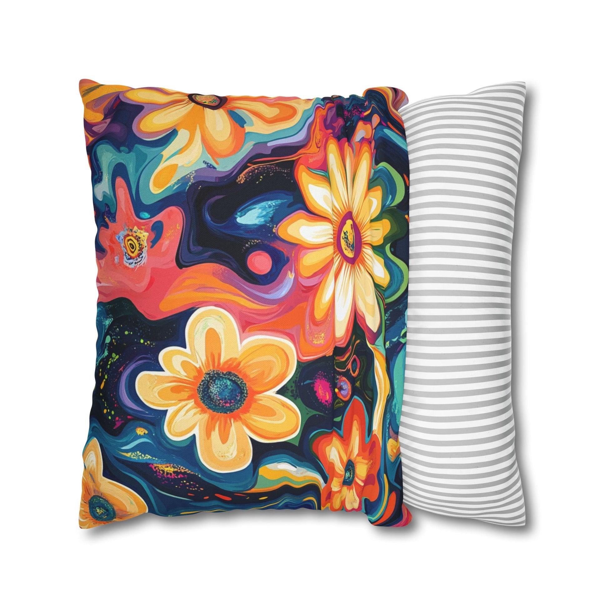 Vibrant Dark Floral Throw Pillow, Artsulli - Art is Long, Life is Short, Home Decor, , , , , , , 