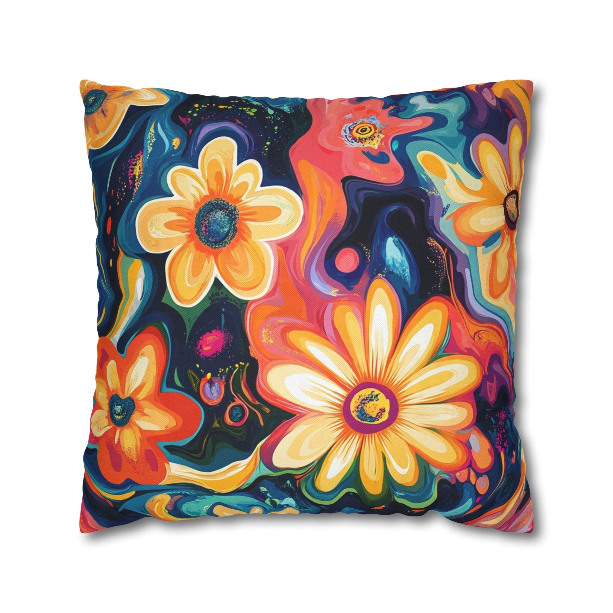 Vibrant Dark Floral Throw Pillow, Artsulli - Art is Long, Life is Short, Home Decor, Size, 20" × 20", , , , , 15507308662599503056