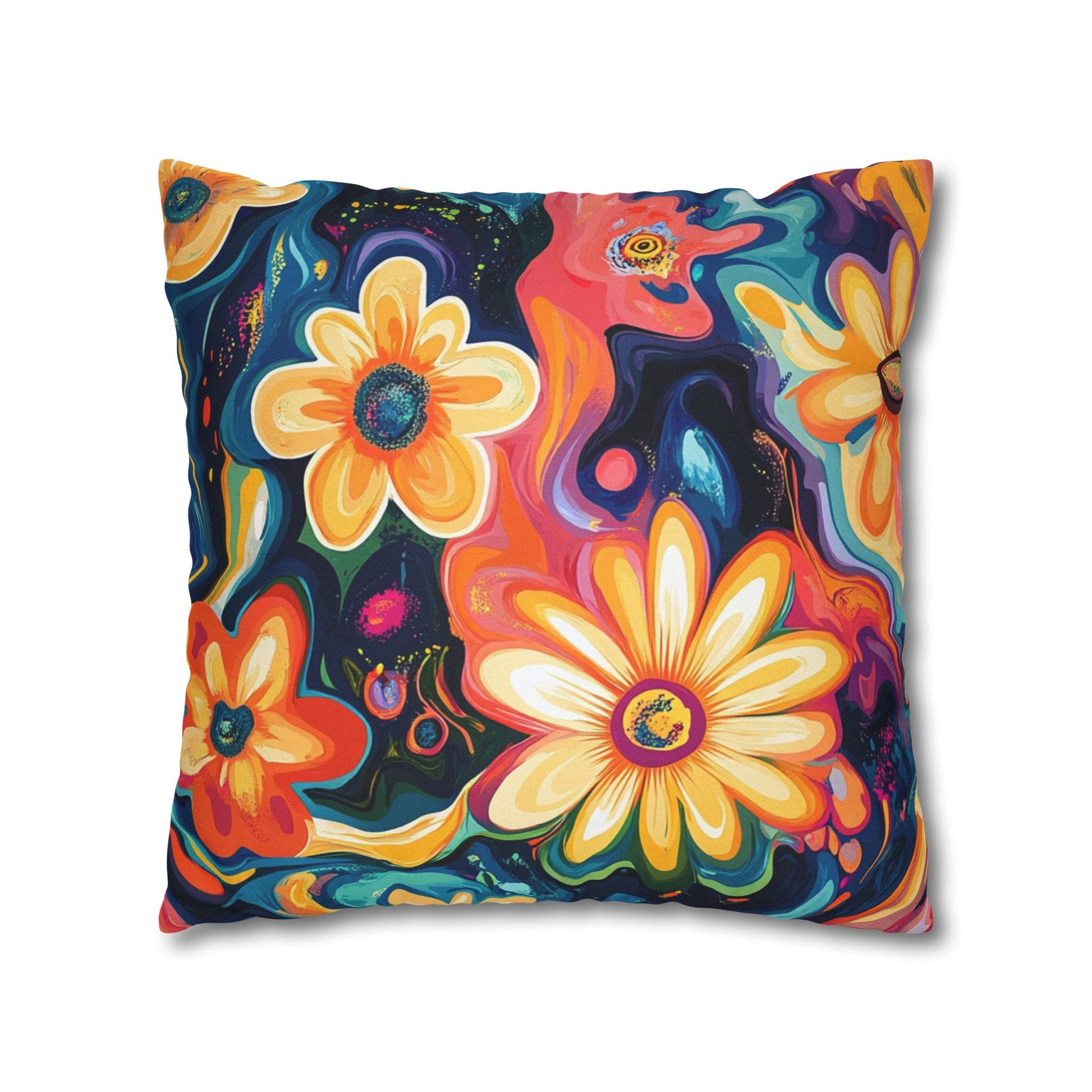 Vibrant Dark Floral Throw Pillow, Artsulli - Art is Long, Life is Short, Home Decor, , , , , , , 