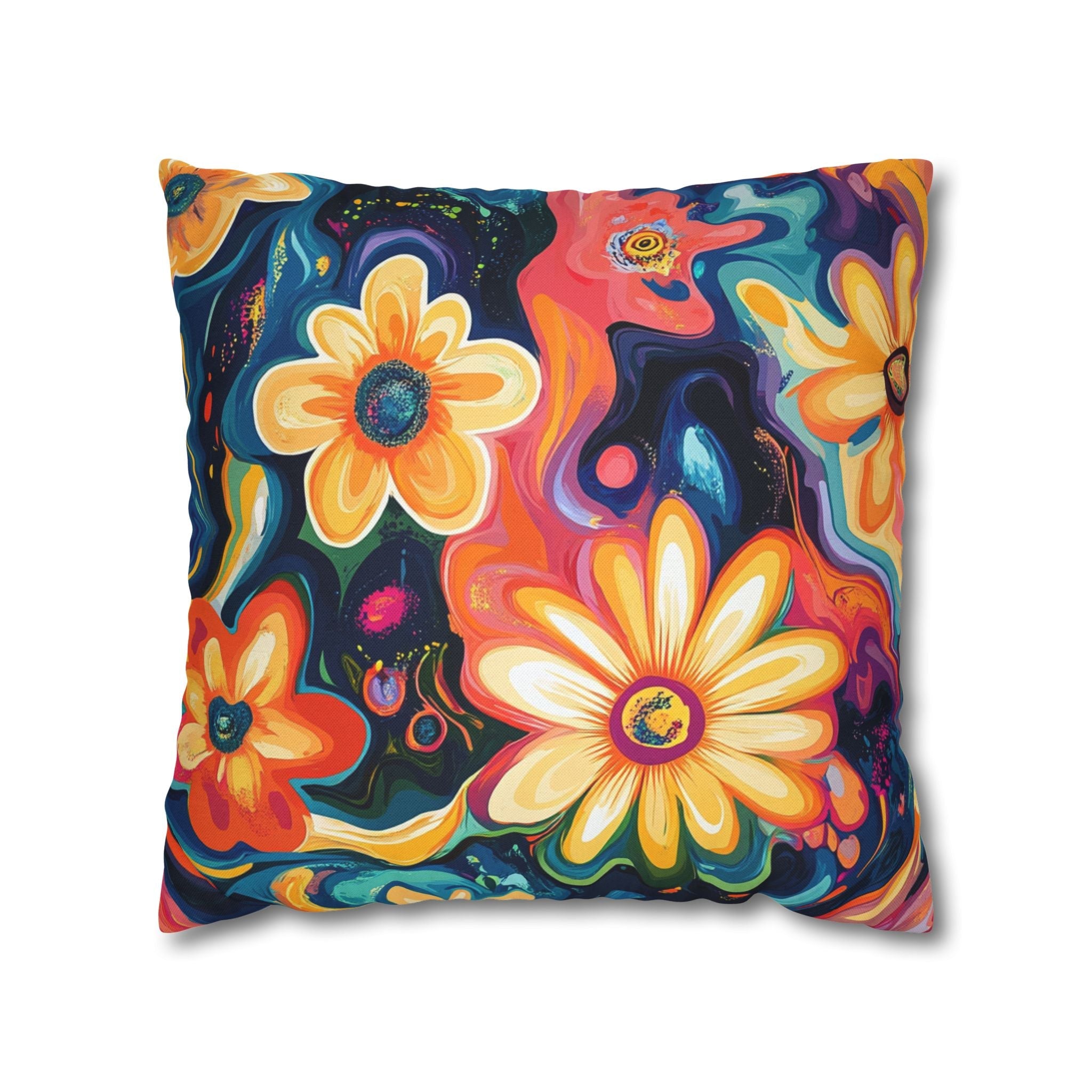 Vibrant Dark Floral Throw Pillow, Artsulli - Art is Long, Life is Short, Home Decor, Size, 18" × 18", , , , , 32323935413446920535
