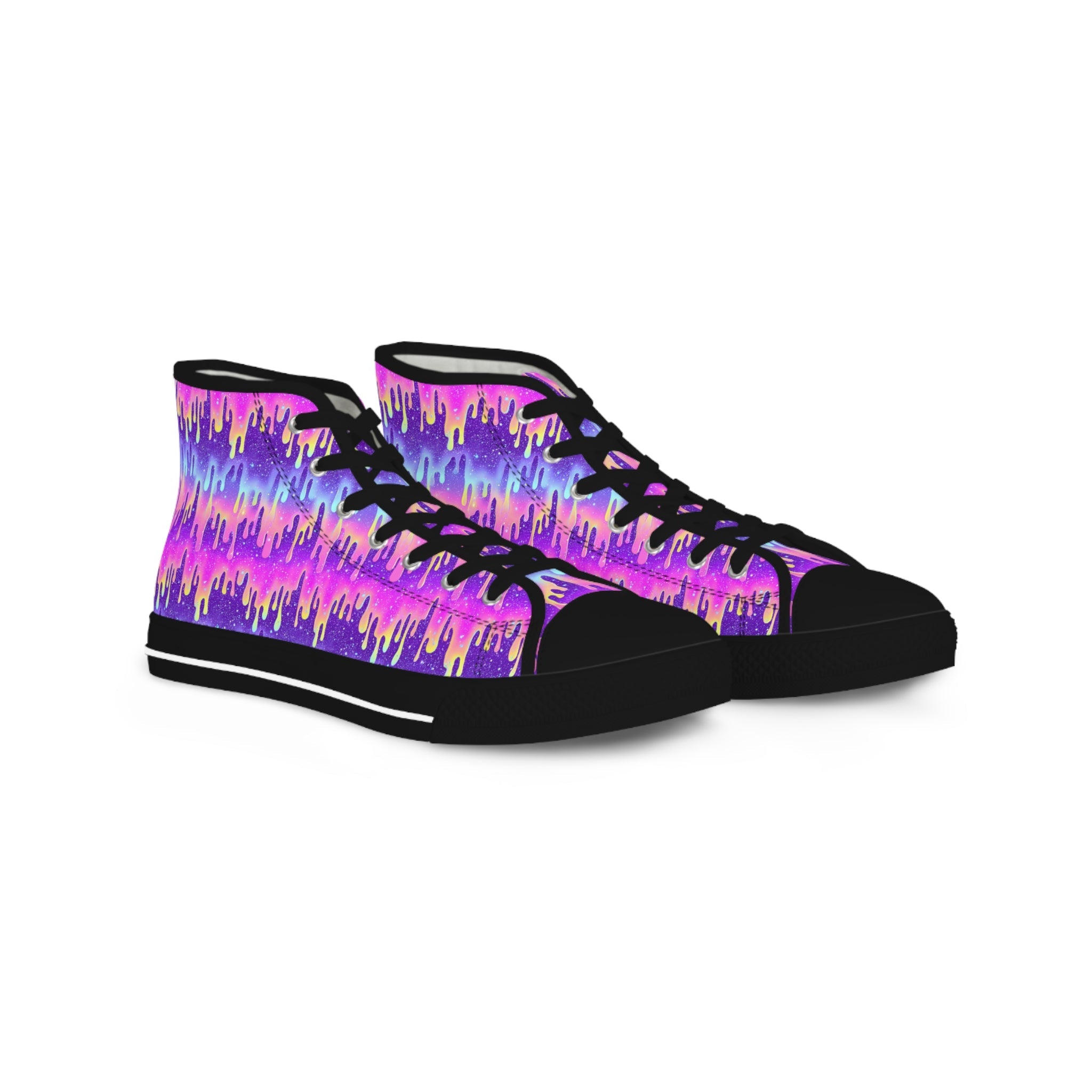 Vibrant Drip Canvas High Tops, Artsulli - Art is Long, Life is Short, Shoes, Size, US 5, Color, Black sole, , , 33133377754724932235
