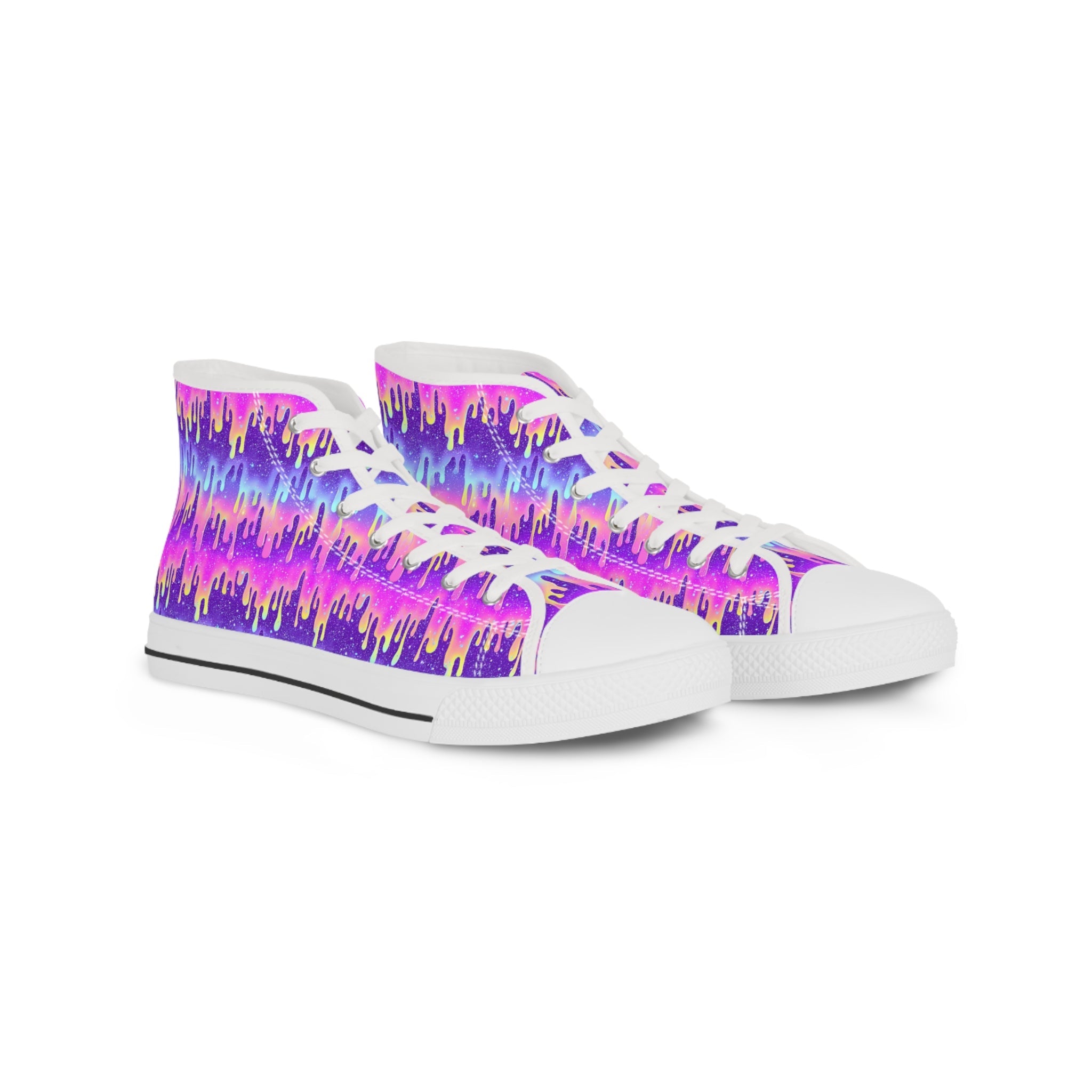 Vibrant Drip Canvas High Tops, Artsulli - Art is Long, Life is Short, Shoes, Size, US 5, Color, White sole, , , 24521712440744009376