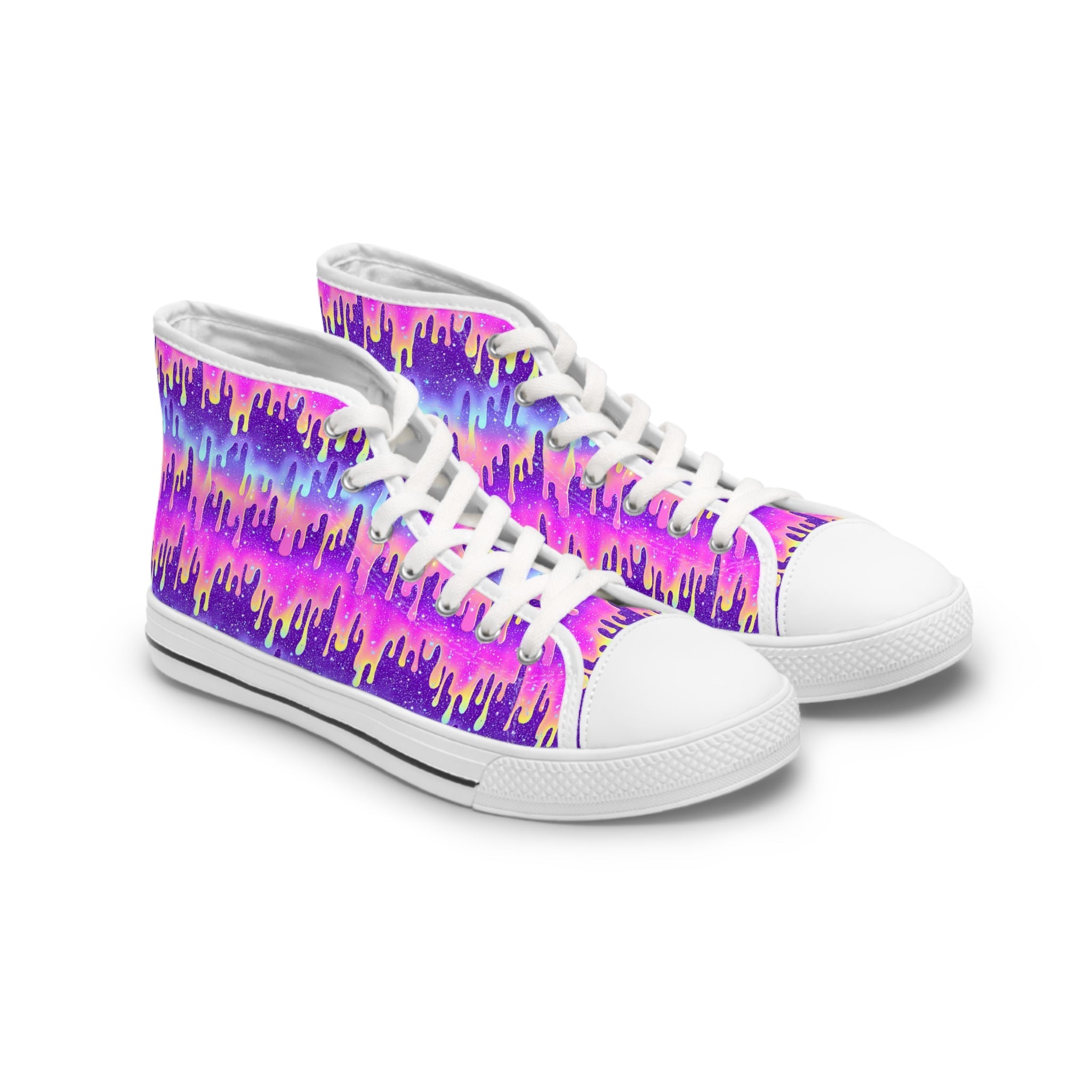Vibrant Drip High Top Sneakers, Artsulli - Art is Long, Life is Short, Shoes, Size, US 5.5, Color, White sole, , , 88614706015707398051