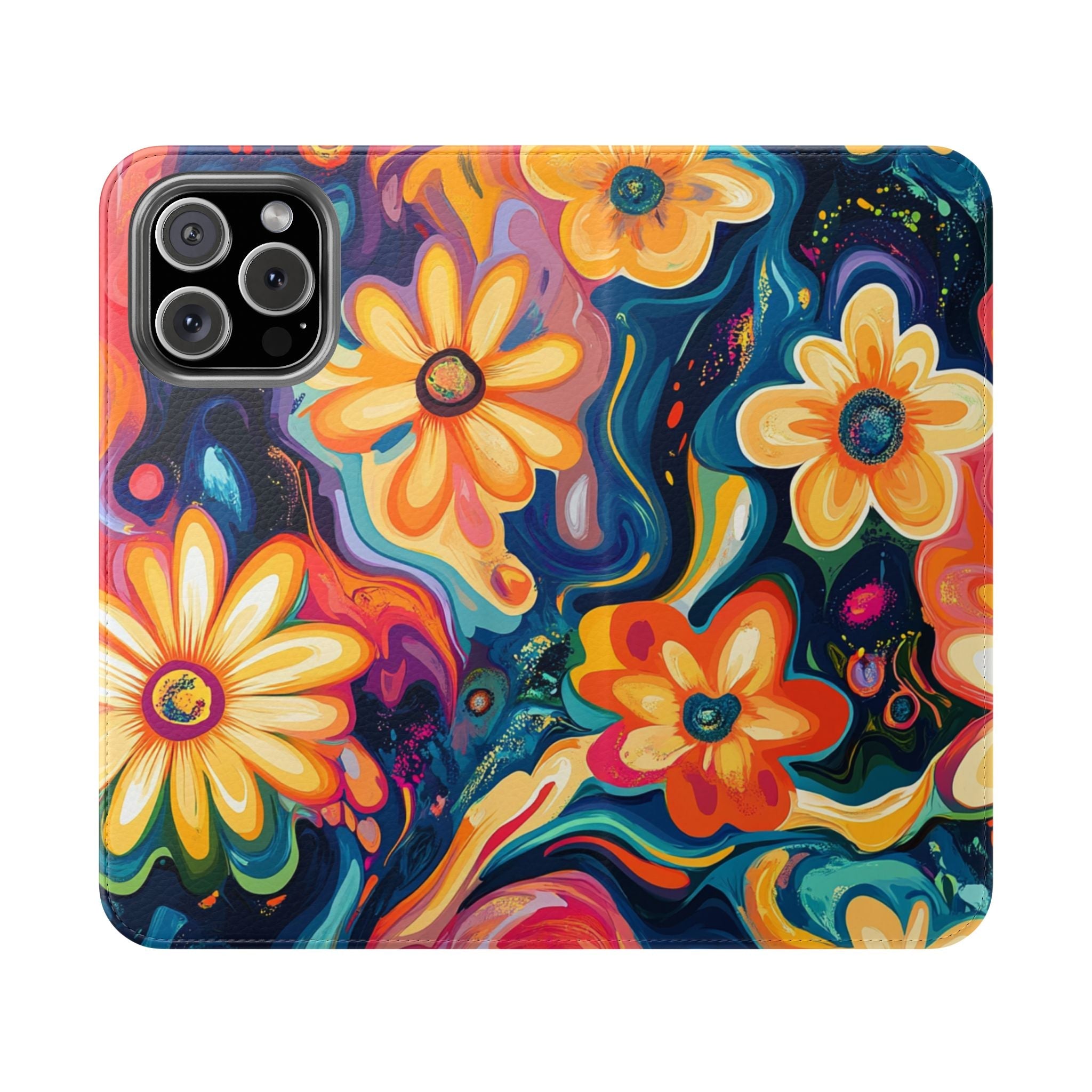 Vibrant Floral Abstract Flip Cases, Artsulli - Art is Long, Life is Short, Phone Case, Size, iPhone 16 Pro Max, , , , , 74347213465645149541