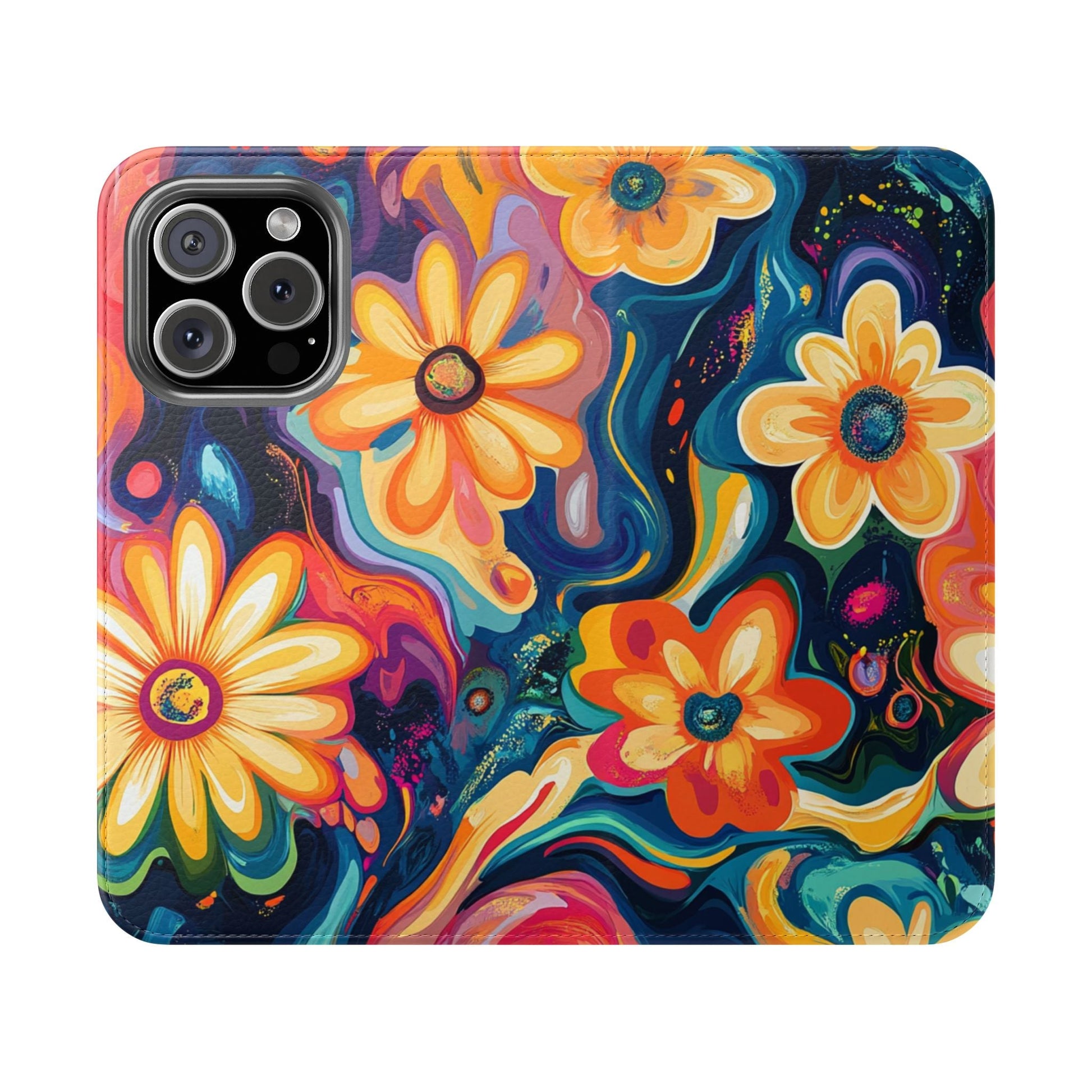 Vibrant Floral Abstract Flip Cases, Artsulli - Art is Long, Life is Short, Phone Case, Size, iPhone 16 Pro, , , , , 23854001676591160371