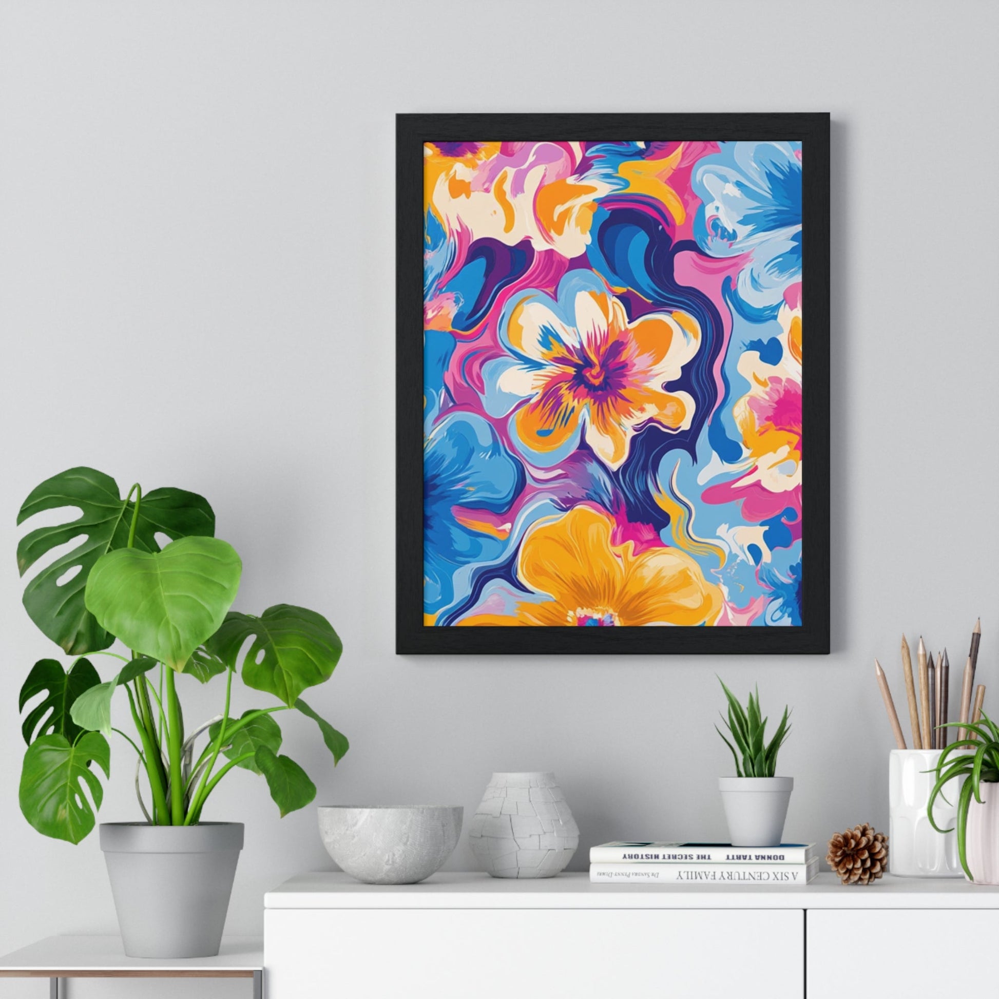 Printify Vibrant Floral Abstract Framed Art 2025