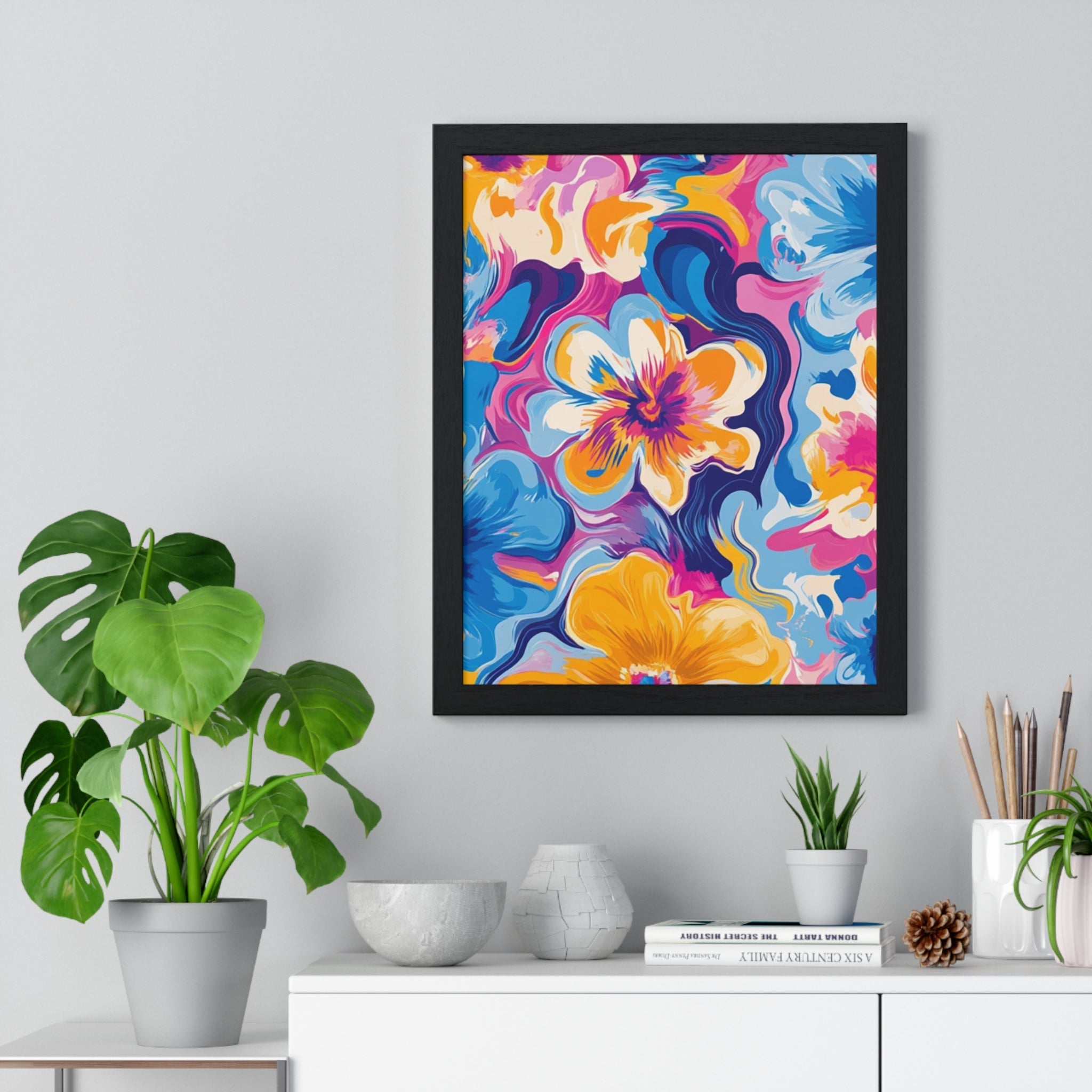 Printify Vibrant Floral Abstract Framed Art 2025