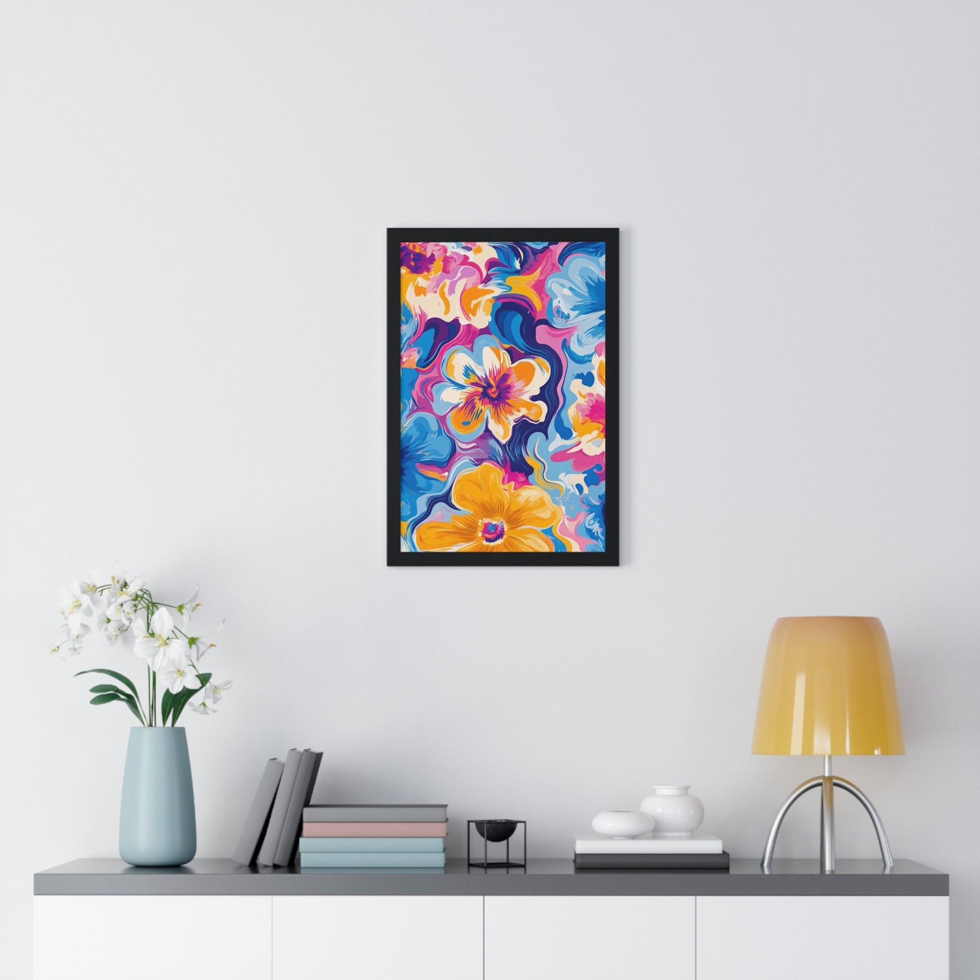 Printify Vibrant Floral Abstract Framed Art 2025