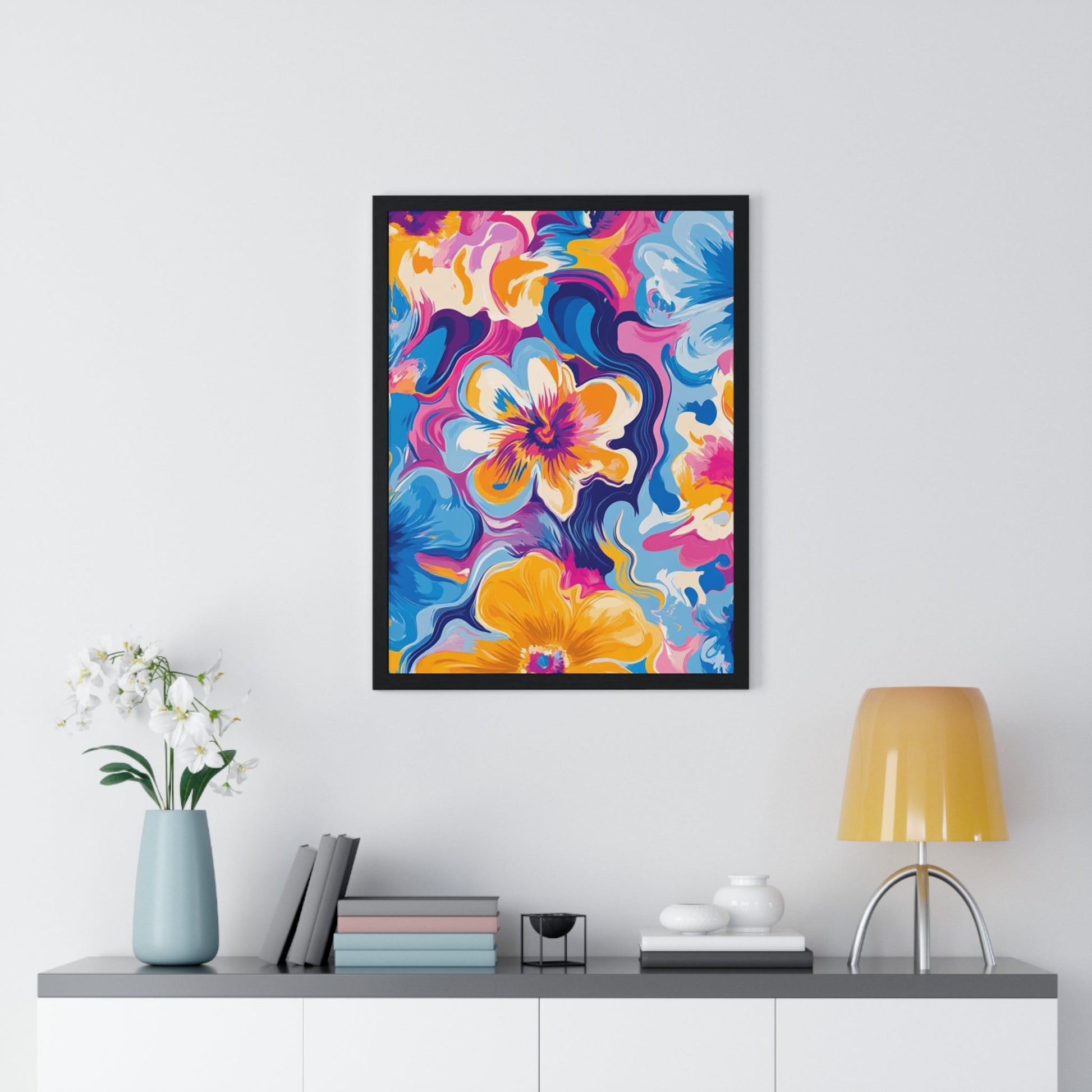 Printify Vibrant Floral Abstract Framed Art 2025