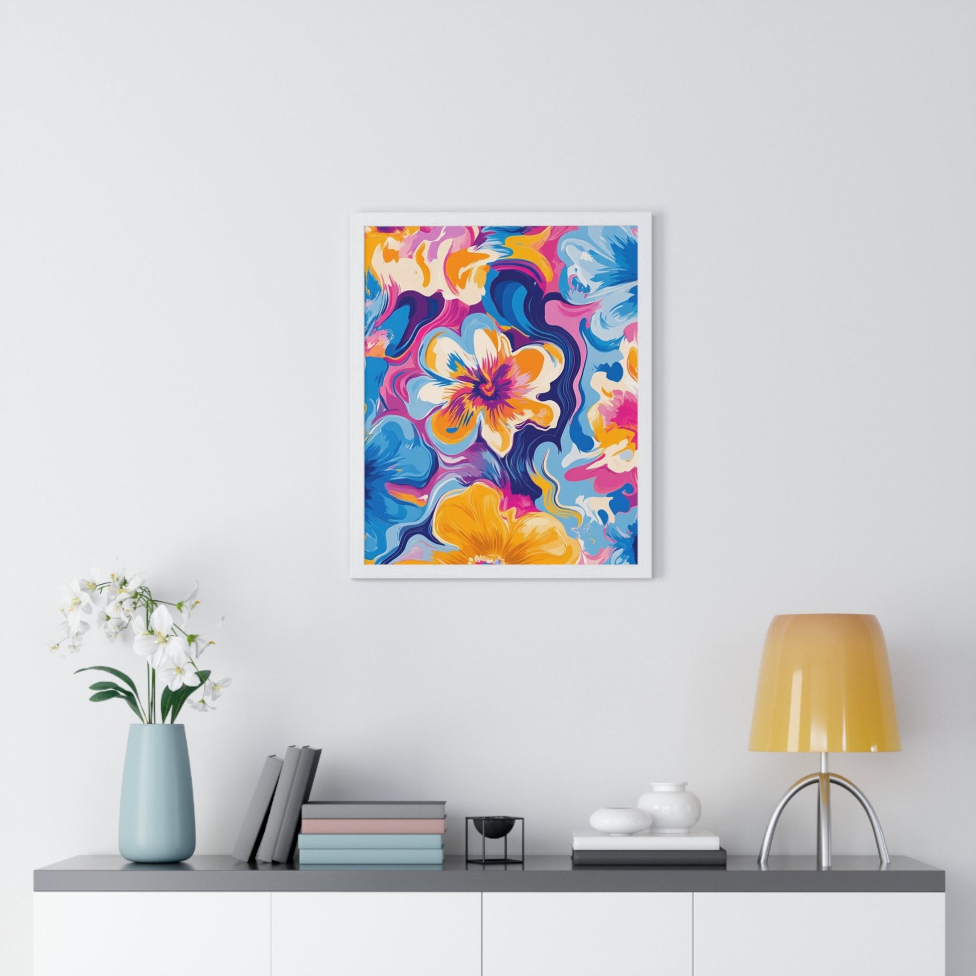 Printify Vibrant Floral Abstract Framed Art 2025