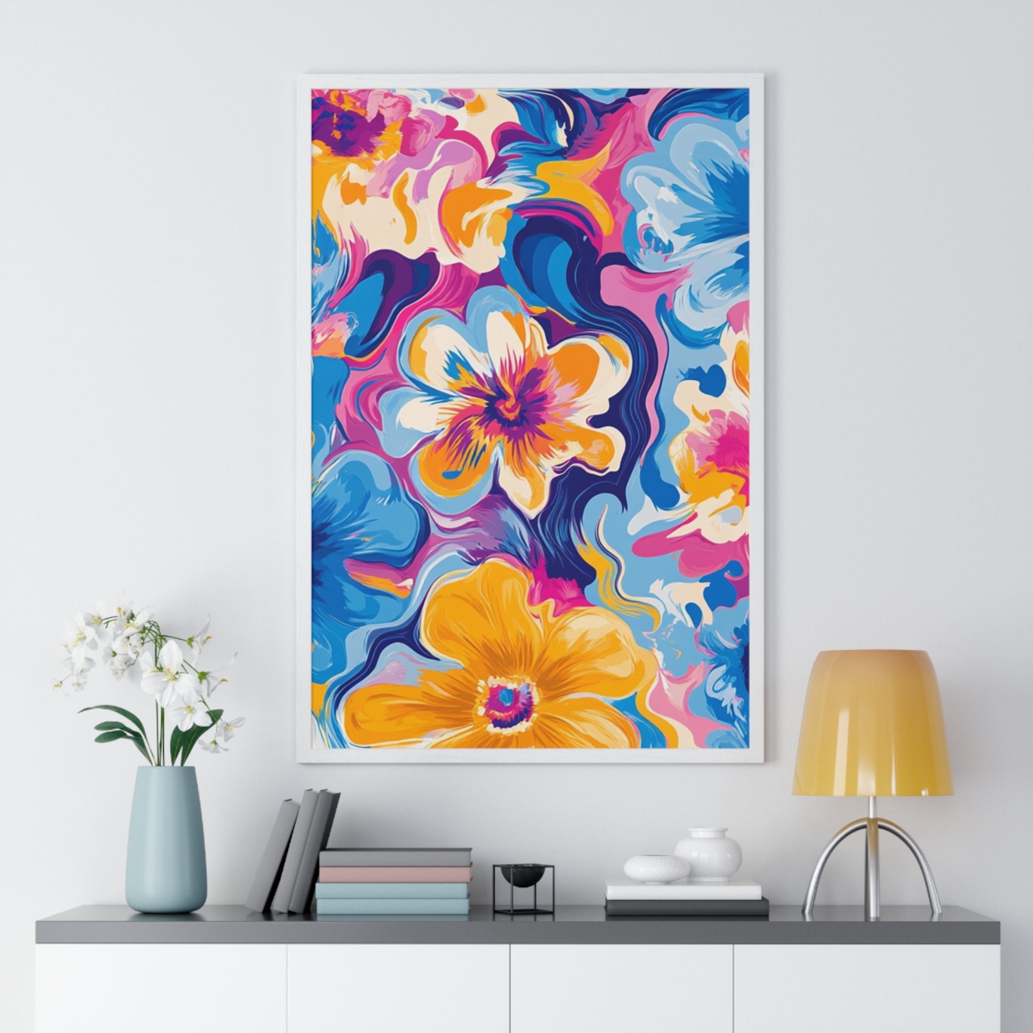 Printify Vibrant Floral Abstract Framed Art 2025