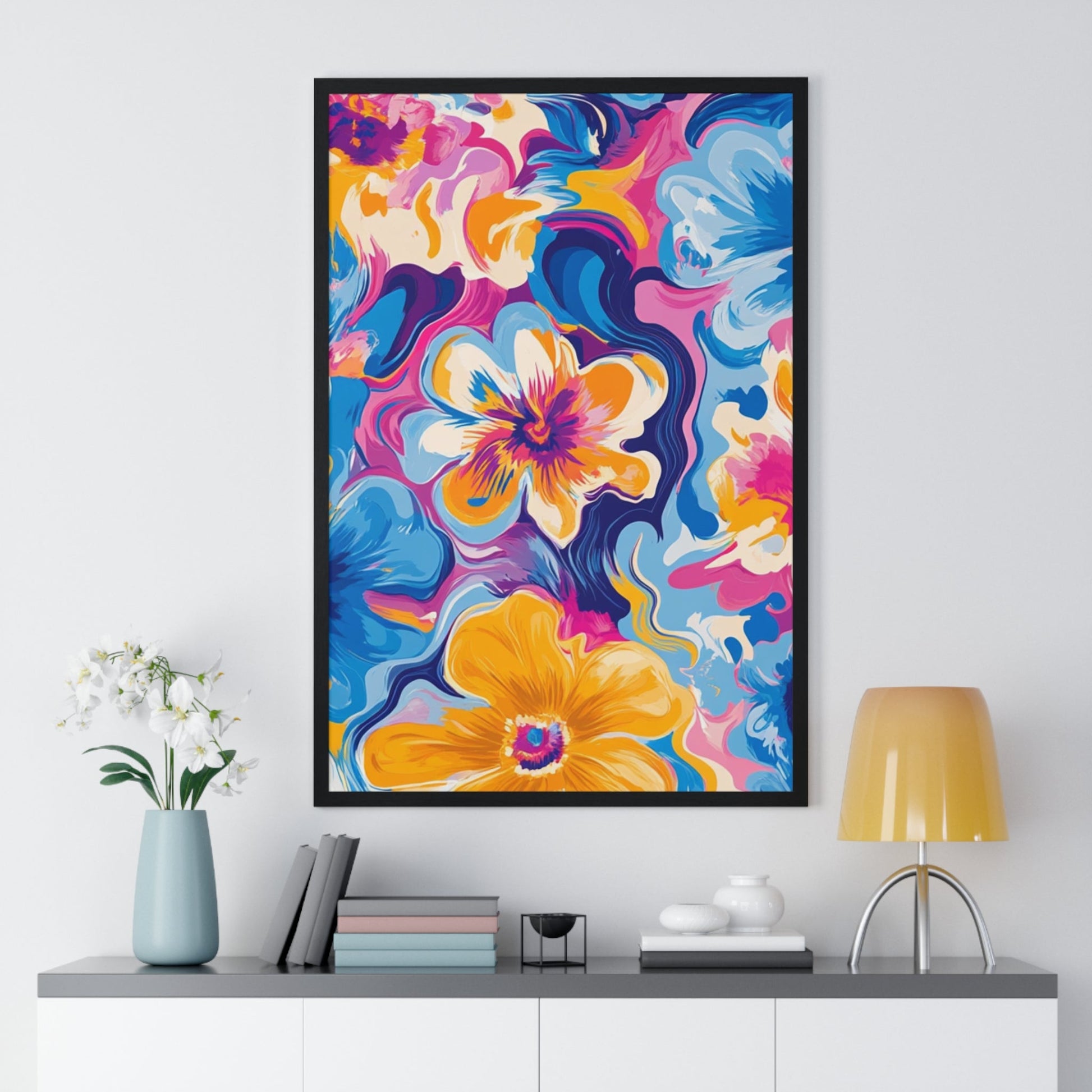Printify Vibrant Floral Abstract Framed Art 2025