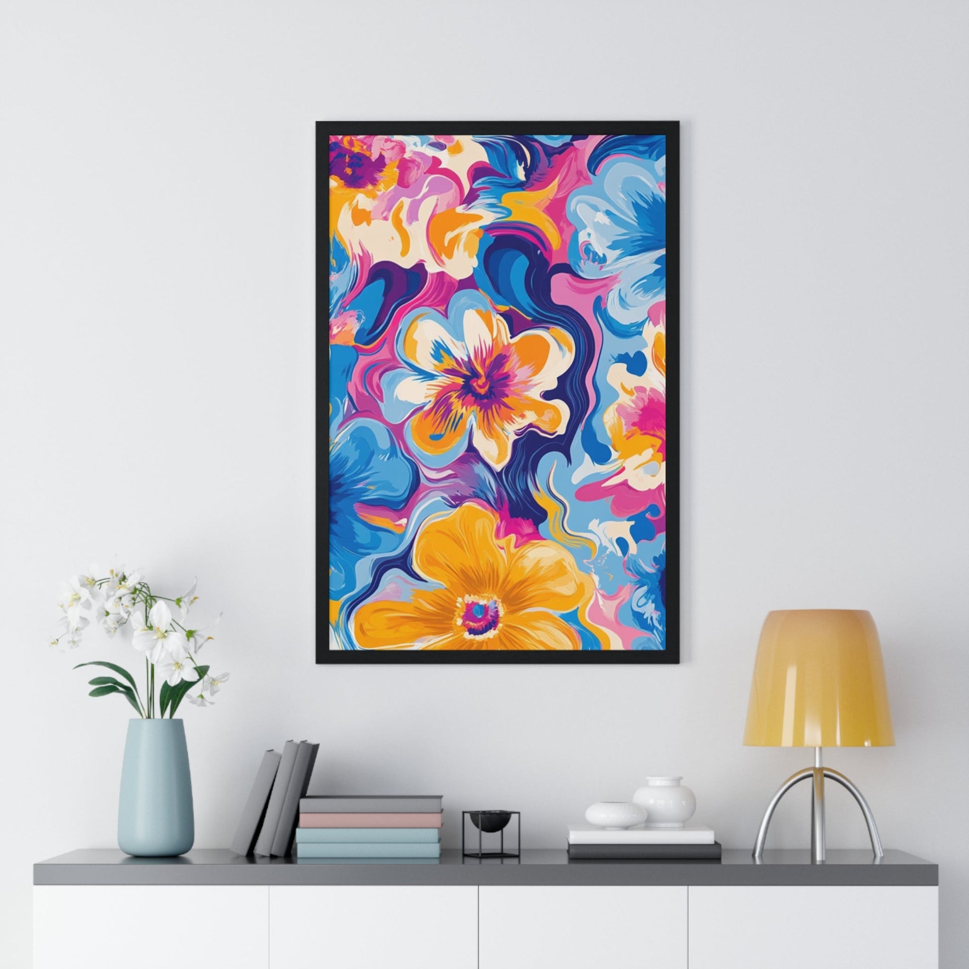 Printify Vibrant Floral Abstract Framed Art 2025