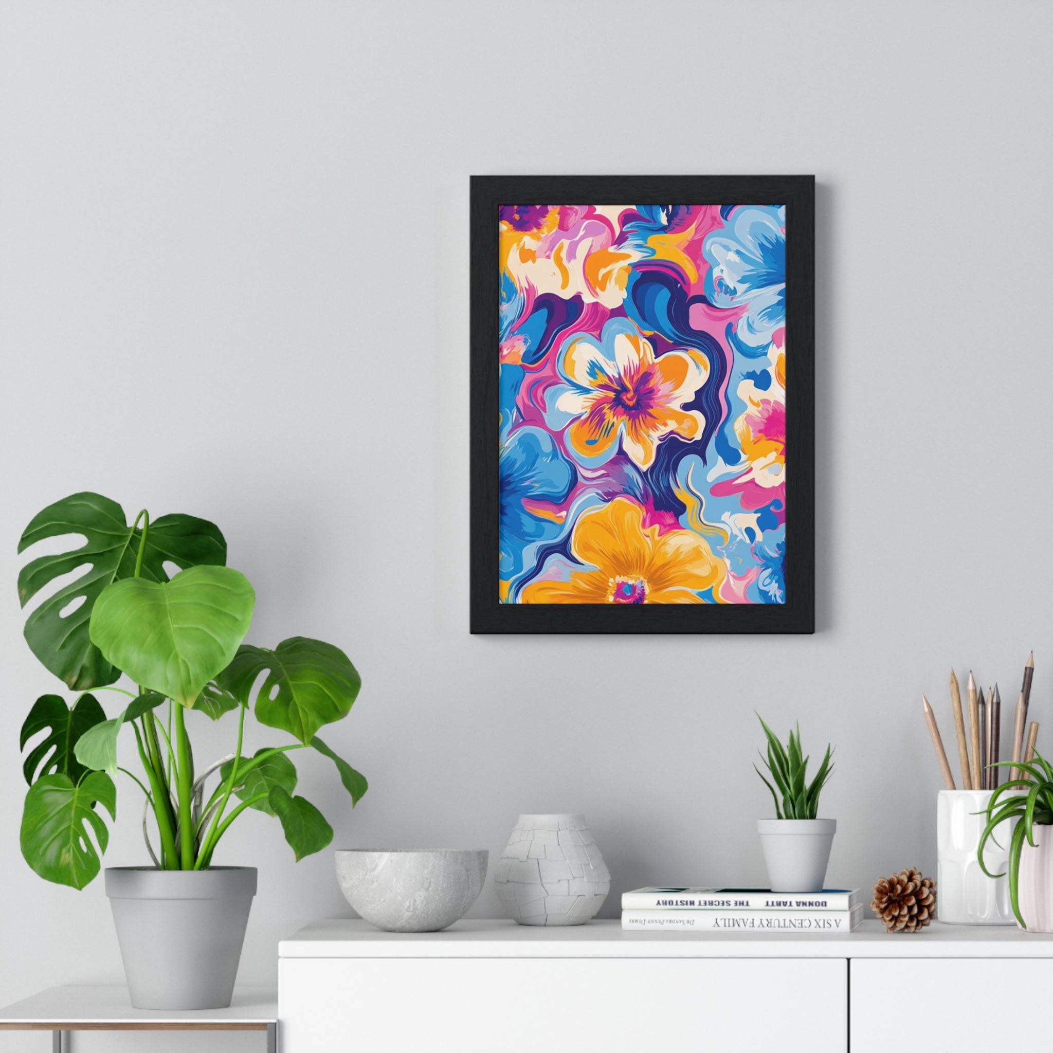 Printify Vibrant Floral Abstract Framed Art 2025