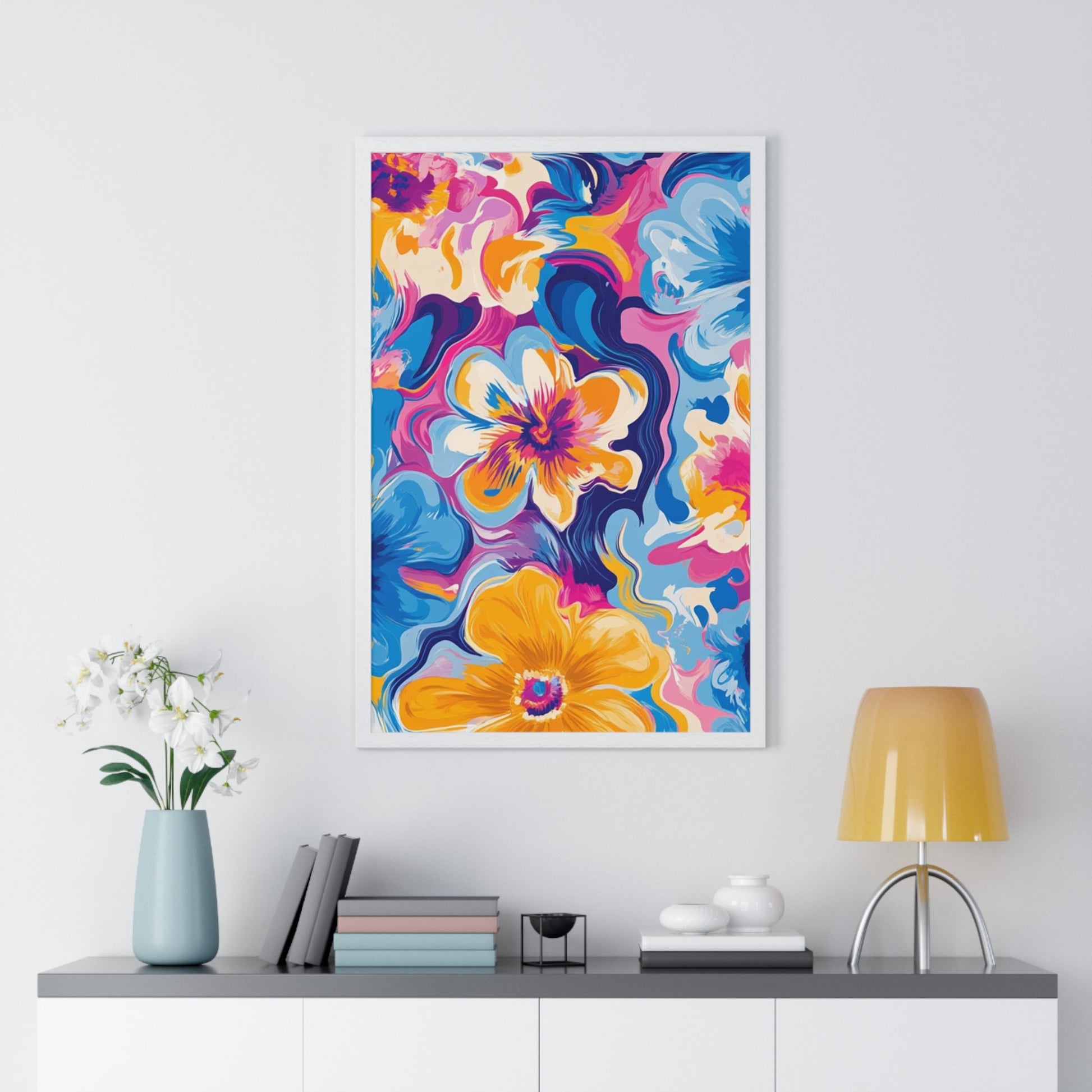 Printify Vibrant Floral Abstract Framed Art 2025