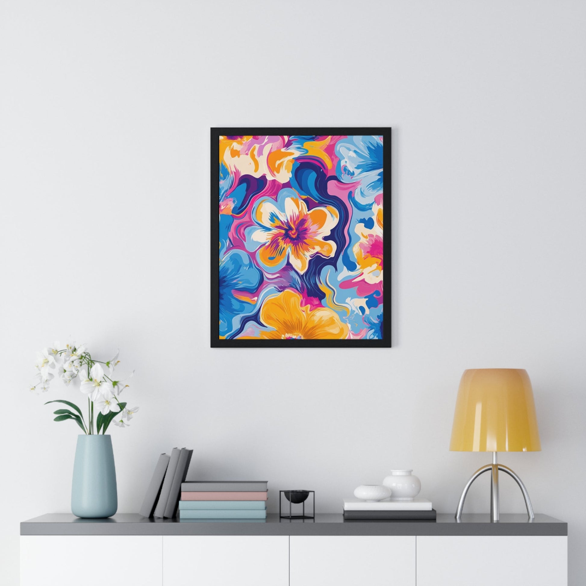 Printify Vibrant Floral Abstract Framed Art 2025