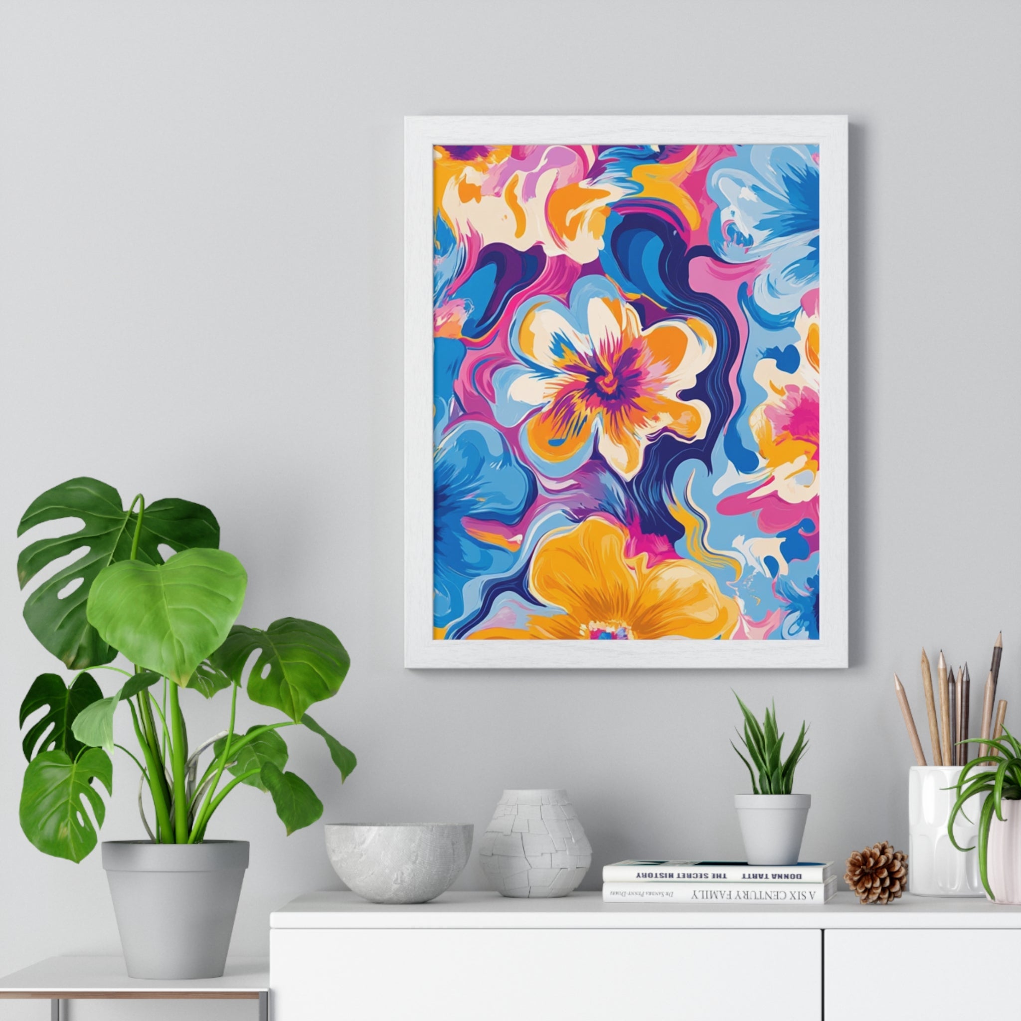 Printify Vibrant Floral Abstract Framed Art 2025