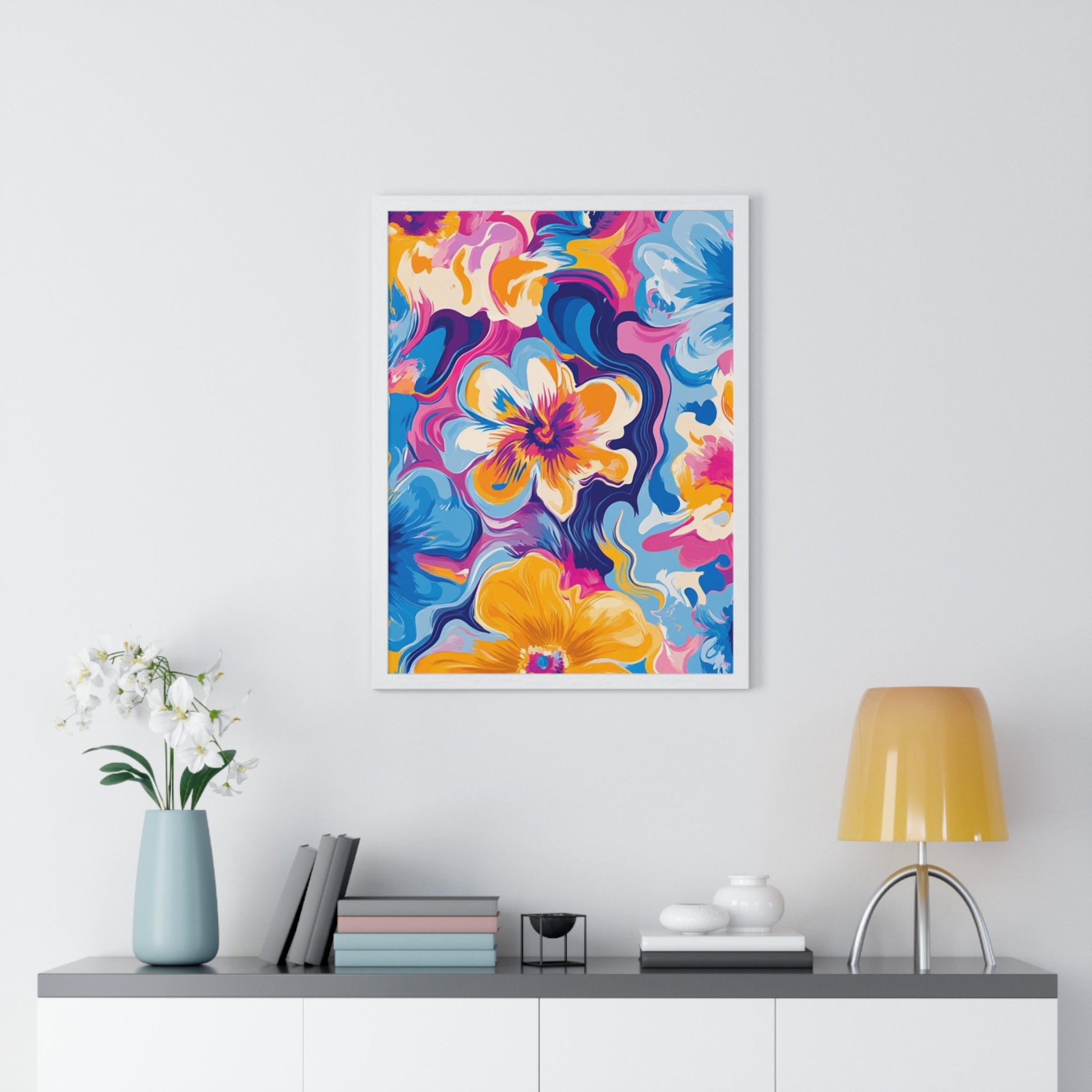 Printify Vibrant Floral Abstract Framed Art 2025