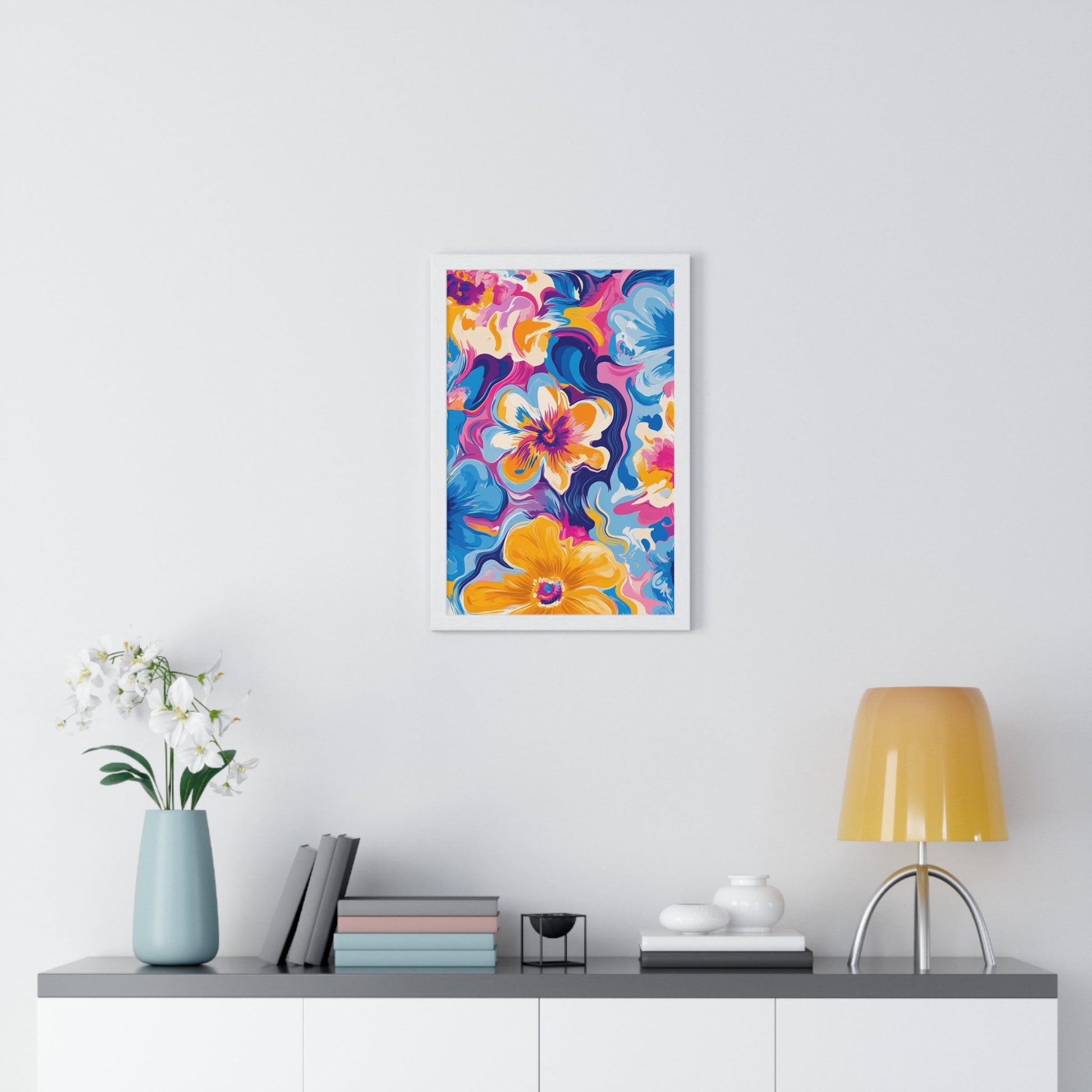 Printify Vibrant Floral Abstract Framed Art 2025