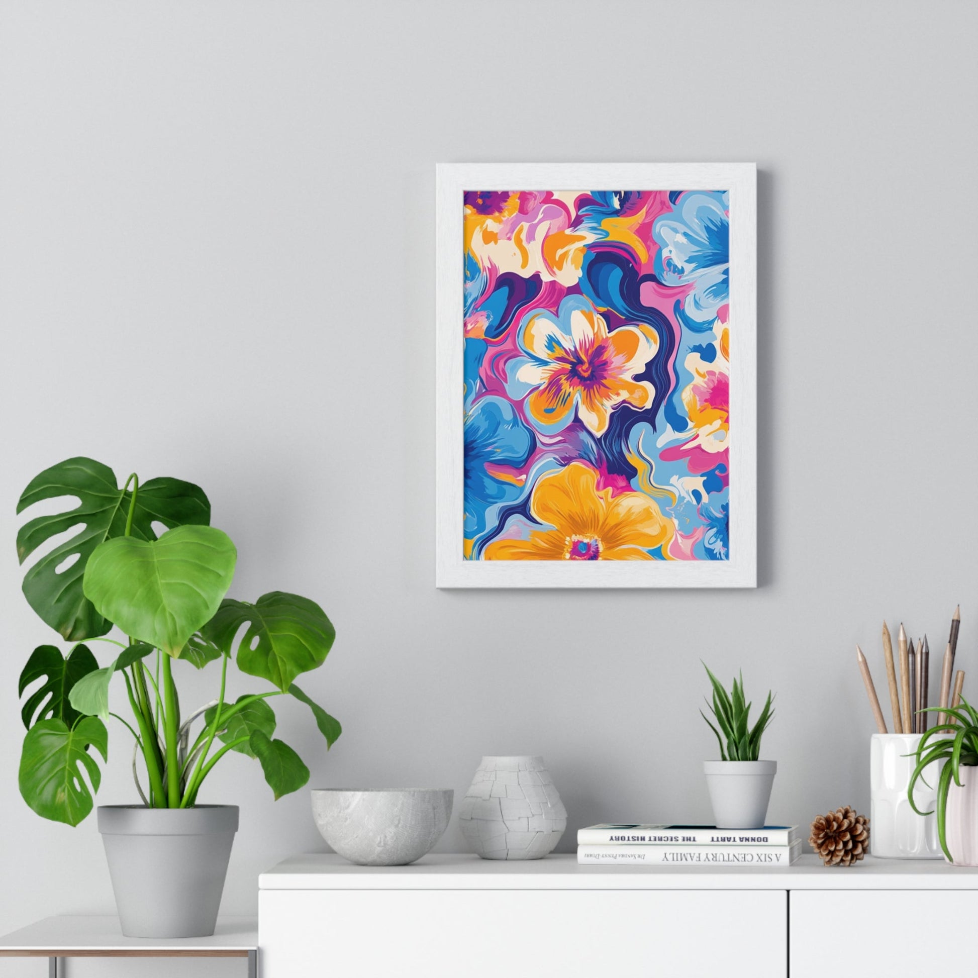 Printify Vibrant Floral Abstract Framed Art 2025